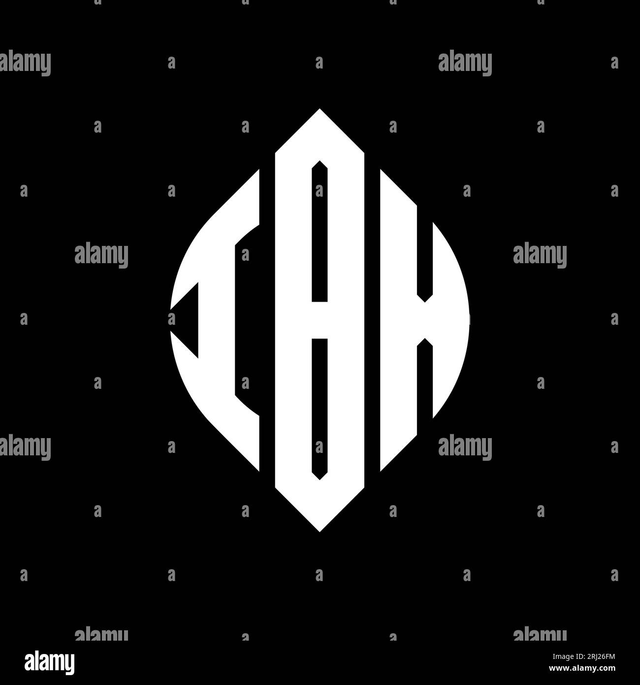 Logo IBX a lettera circolare con forma circolare ed ellisse. Lettere di ellisse IBX con stile tipografico. Le tre iniziali formano un logo circolare. IBX ci Illustrazione Vettoriale