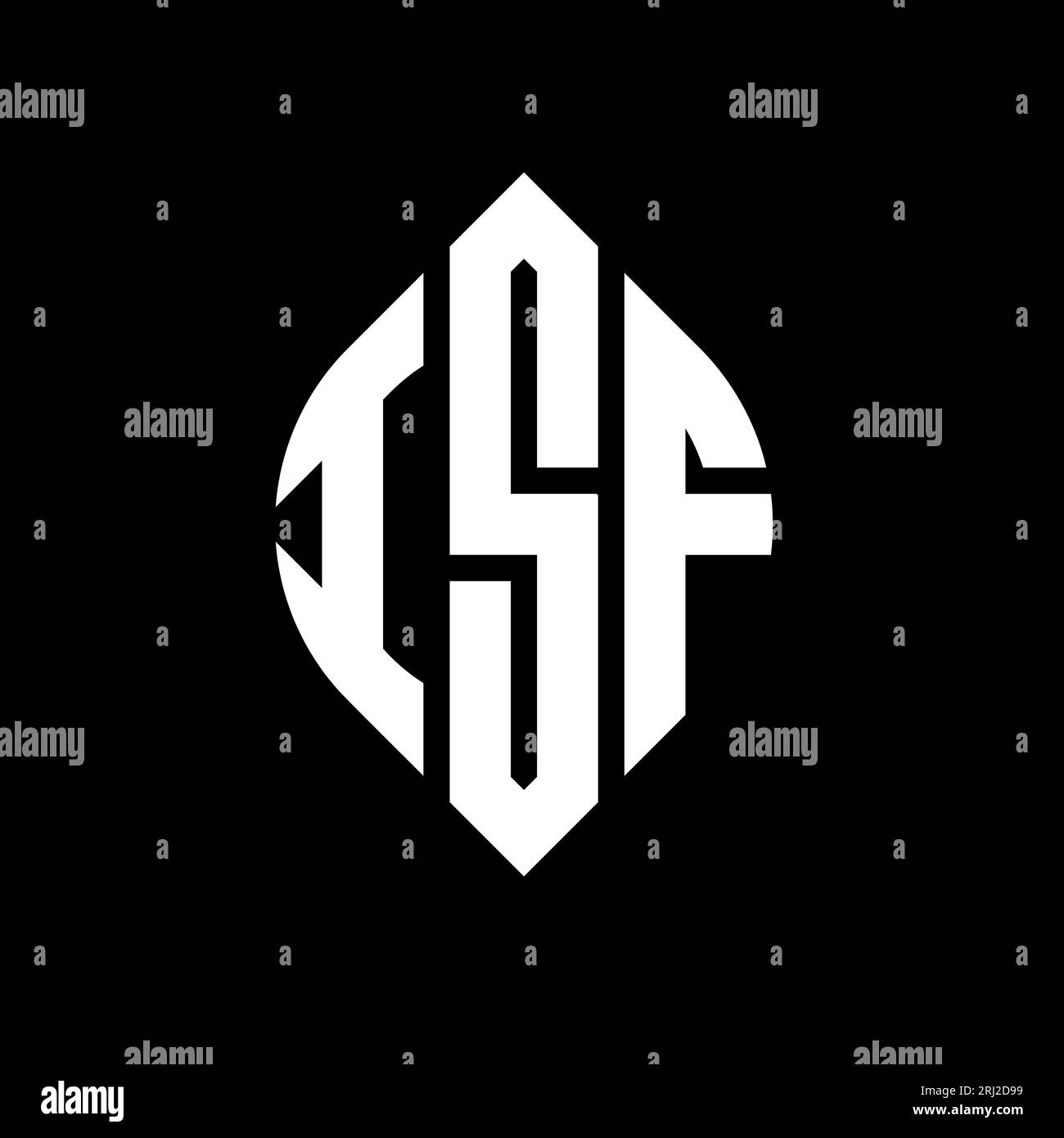 Logo ISF a lettera circolare con forma circolare ed ellisse. Lettere di ellisse ISF con stile tipografico. Le tre iniziali formano un logo circolare. ISF ci Illustrazione Vettoriale