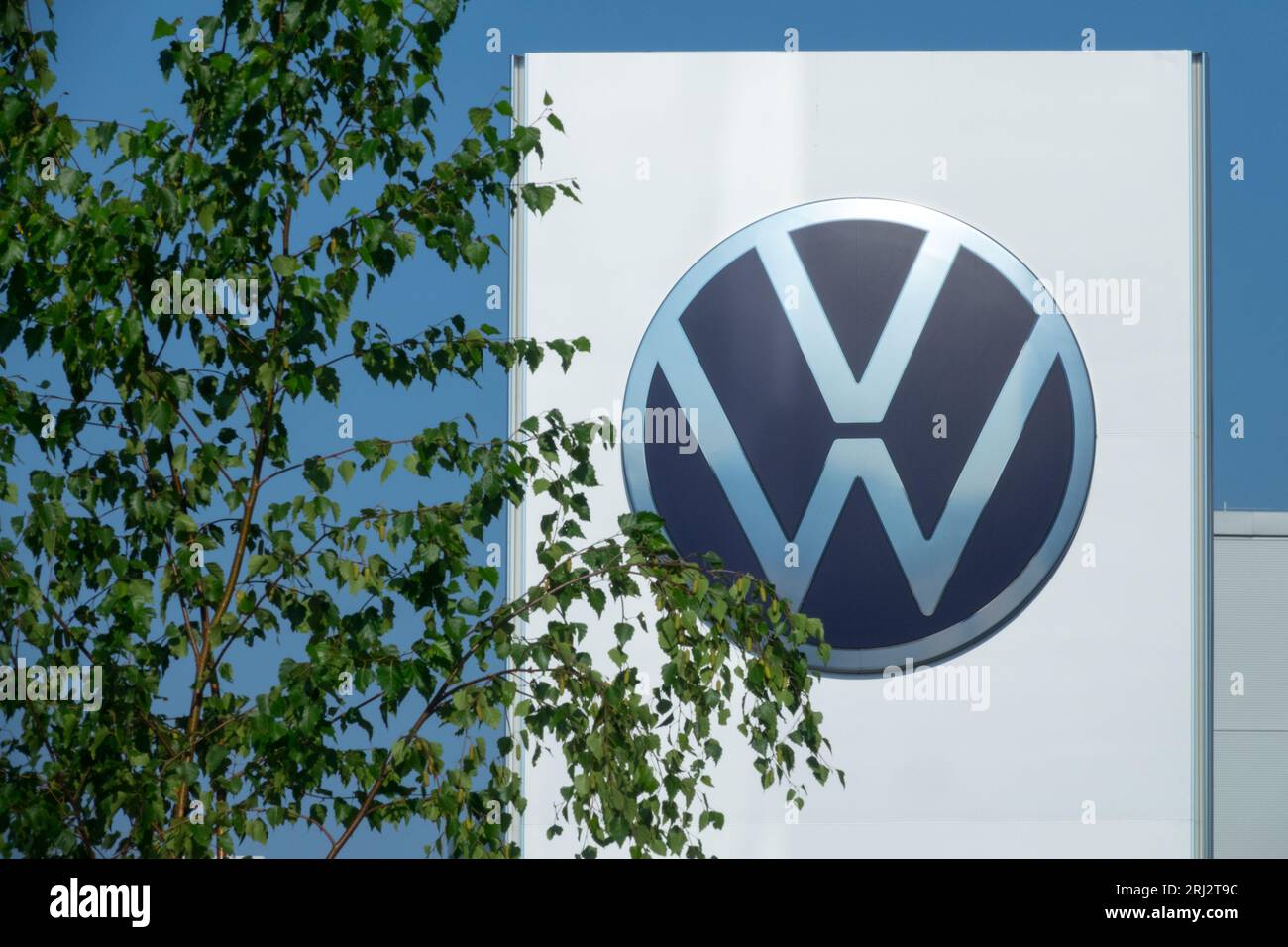 Volkswagen Logo VW, insegna, azienda, marchio famoso in tutto il mondo Foto Stock