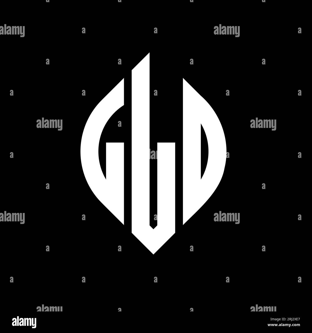 Logo A forma di lettera circolare con forma circolare ed ellisse. CONSENTE DI VISUALIZZARE le lettere ellittiche con stile tipografico. Le tre iniziali formano un logo circolare. LLO ci Illustrazione Vettoriale