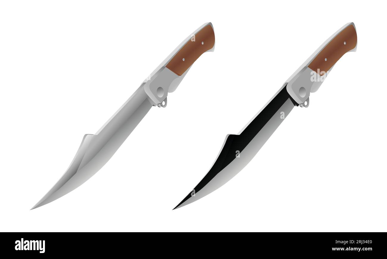 set di icone dei coltelli: primo piano dei coltelli da cucina diversi, realistici e vettoriali, isolati su sfondo trasparente. Pinza coltello Accessori per la cucina png. Illustrazione Vettoriale