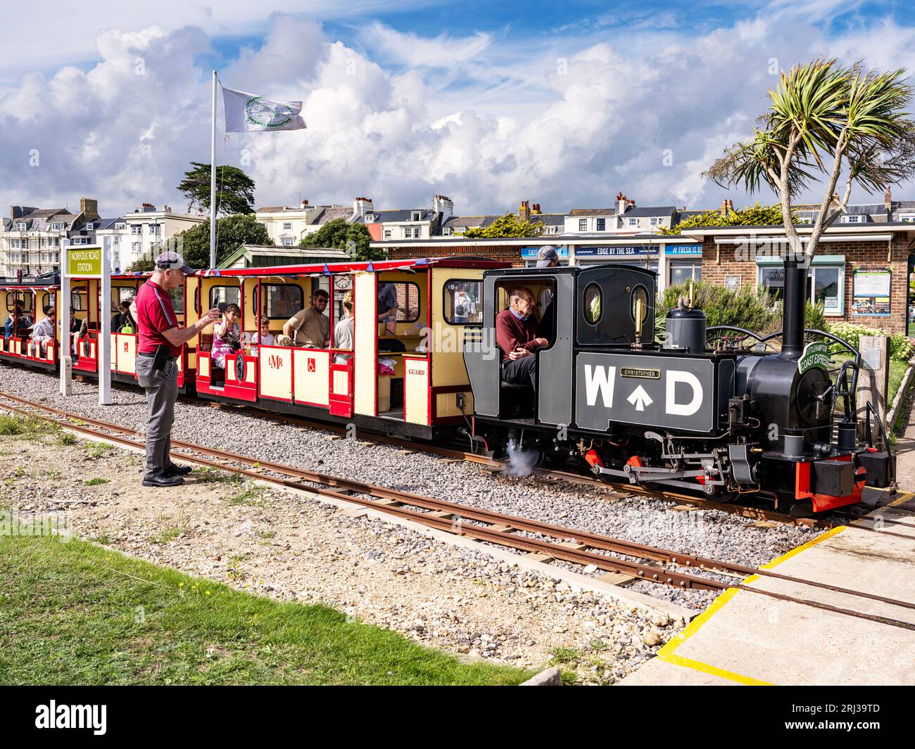 La ferrovia in miniatura a Littlehampton, West Sussex, Regno Unito, gestita dalla Littlehampton Heritage Railway Association Foto Stock