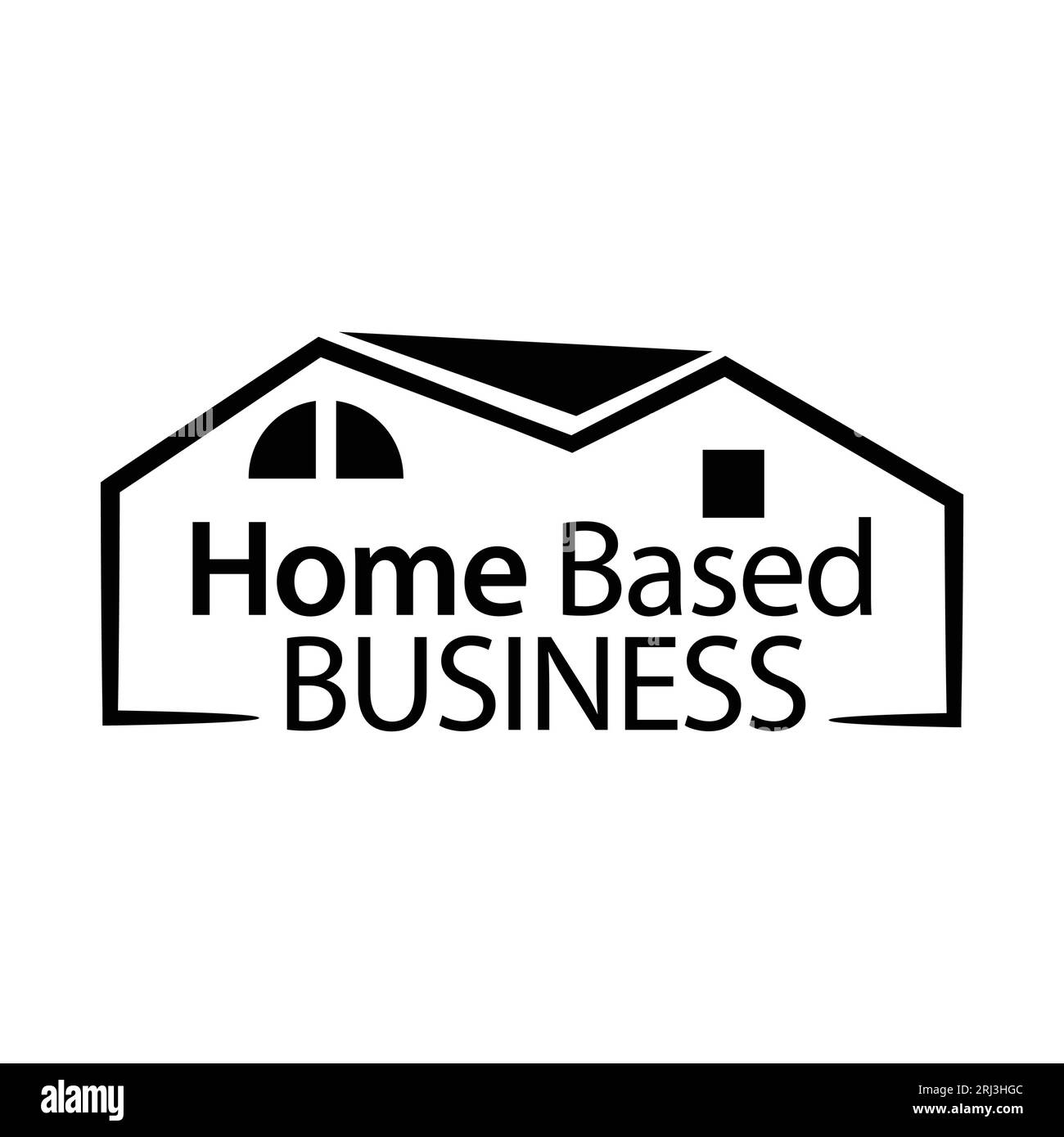 Modello di design del logo aziendale per uso domestico. Business domestico con icona della casa, design piatto Illustrazione Vettoriale