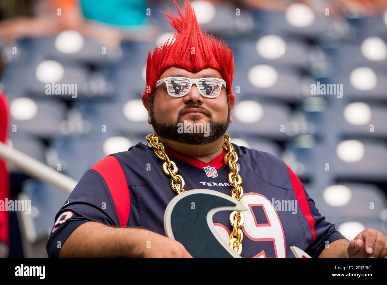 19 agosto 2023: Tifoso degli Houston Texans prima di una gara di pre-stagione tra i Miami Dolphins e gli Houston Texans a Houston, Texas. Trask Smith/CSM Foto Stock