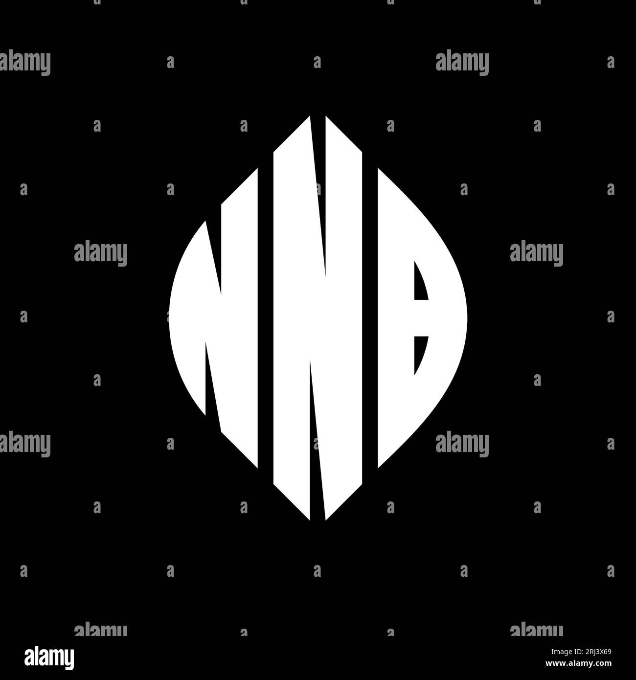 Logo NNB a forma di lettera circolare con forma circolare ed ellisse. Lettere ellittiche NNB con stile tipografico. Le tre iniziali formano un logo circolare. NNB ci Illustrazione Vettoriale
