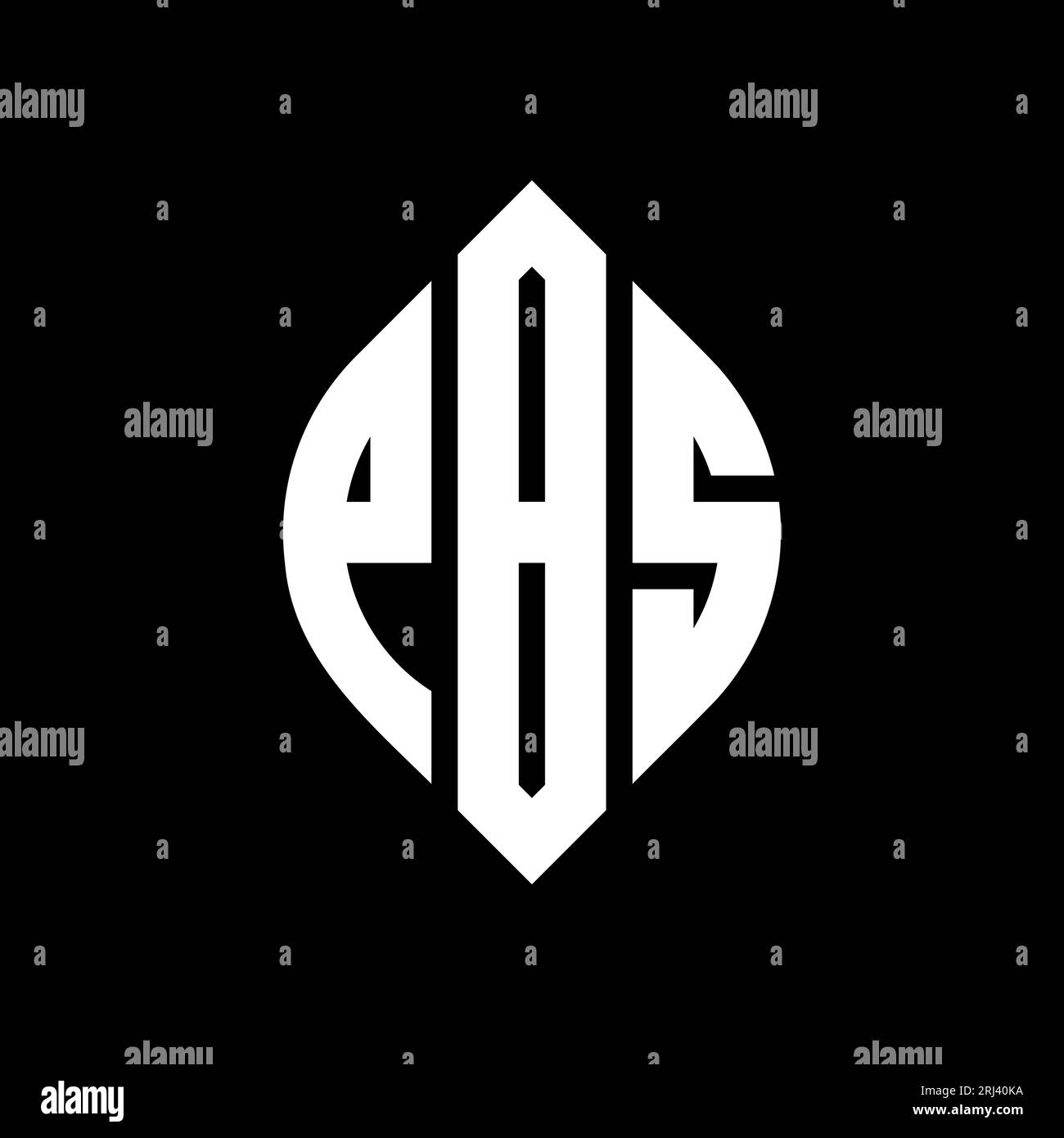 Logo PBS a lettera circolare con forma circolare ed ellisse. Lettere ellittiche PBS con stile tipografico. Le tre iniziali formano un logo circolare. PBS ci Illustrazione Vettoriale