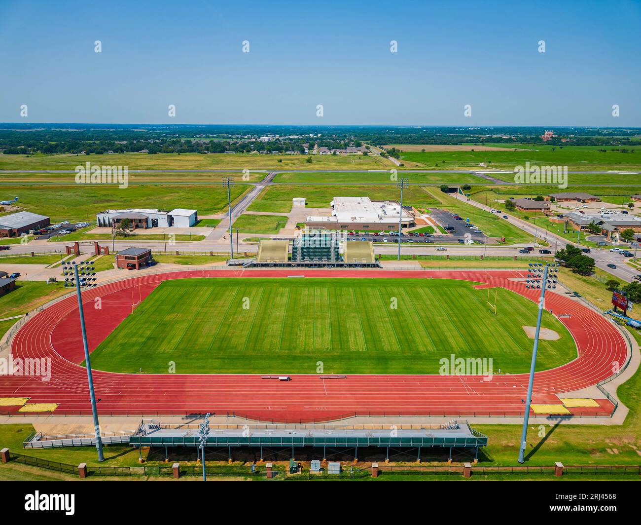 Vista aerea del Crain Family Stadium della Oklahoma Baptist University in Oklahoma Foto Stock