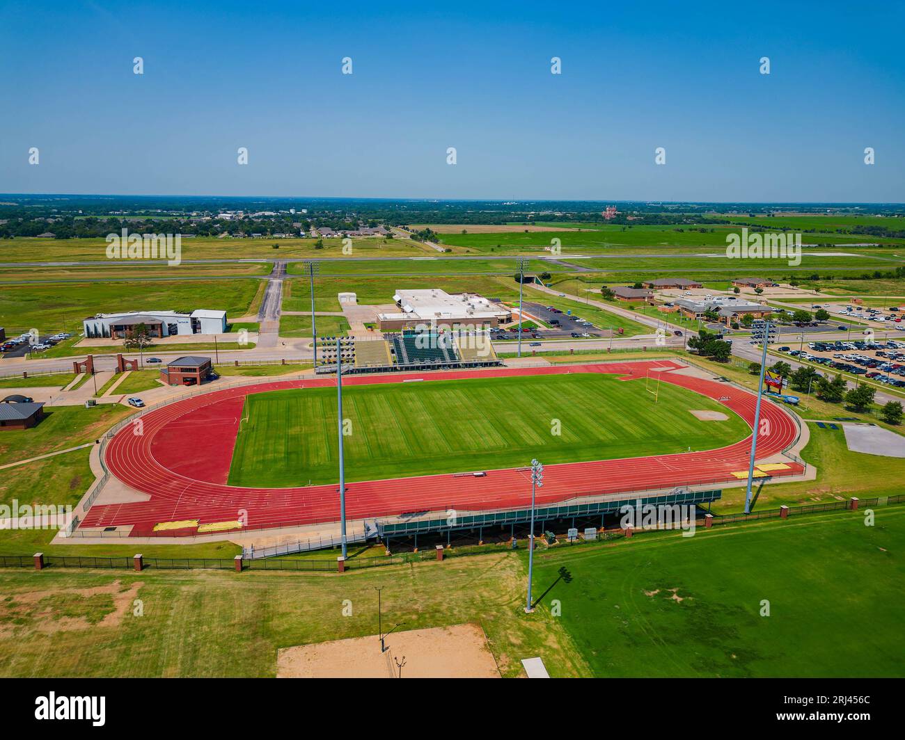 Vista aerea del Crain Family Stadium della Oklahoma Baptist University in Oklahoma Foto Stock