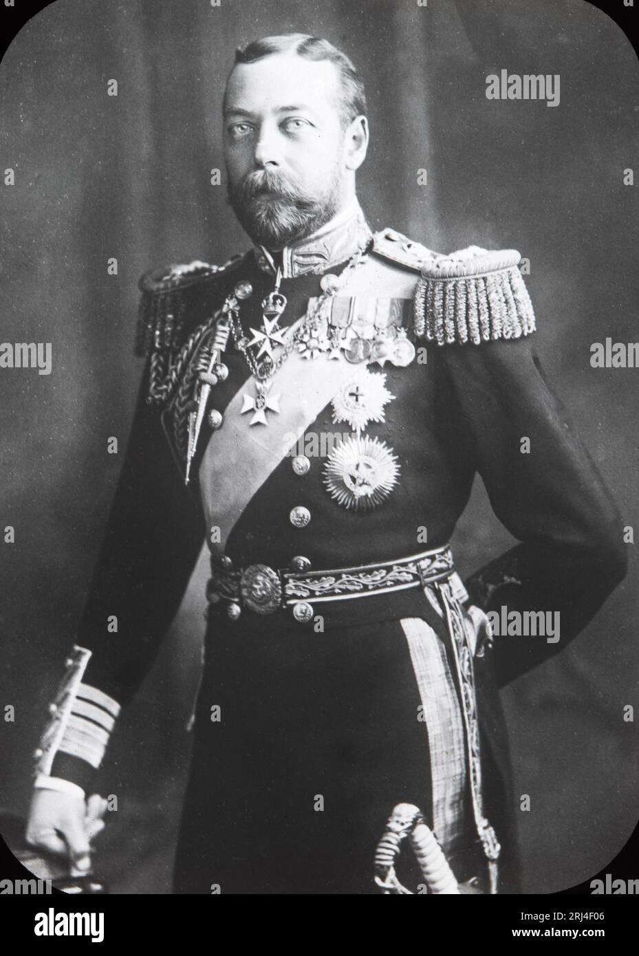 Una fotografia in bianco e nero di re Giorgio V di Gran Bretagna. Foto Stock