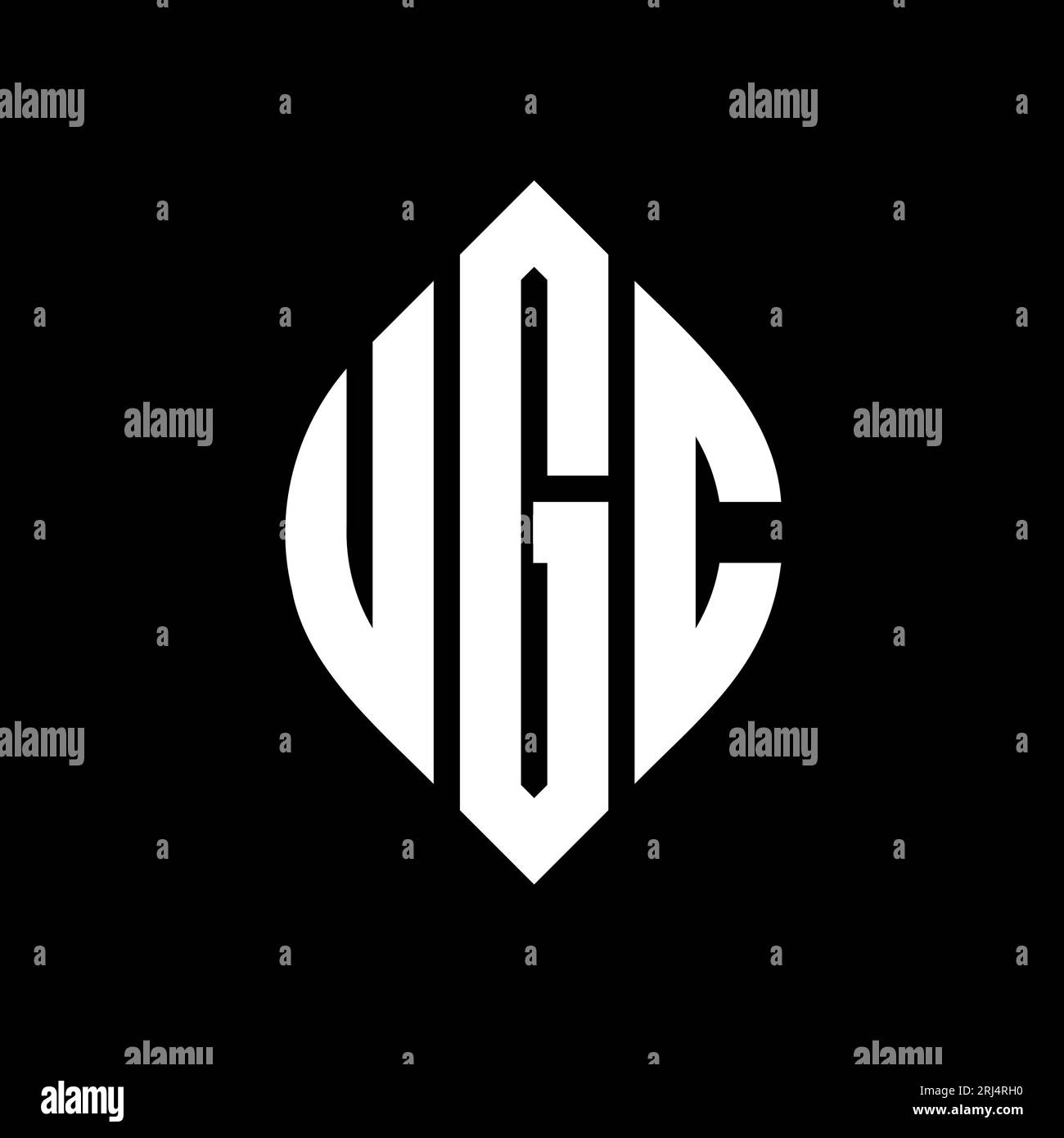 Logo UGC con lettera circolare e forma a cerchio ed ellisse. Lettere di ellisse UGC con stile tipografico. Le tre iniziali formano un logo circolare. UGC ci Illustrazione Vettoriale