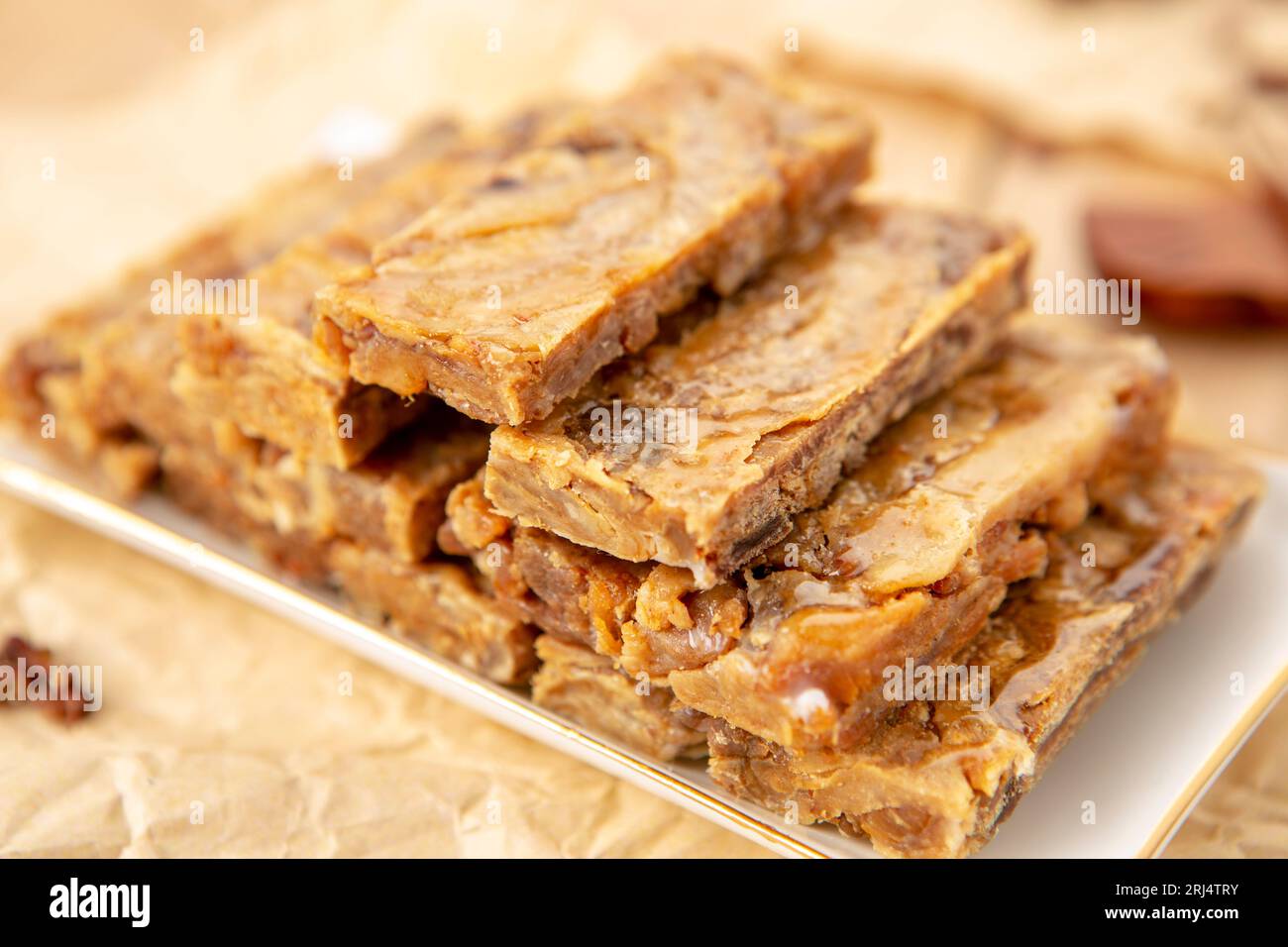 Lard di maiale fritto croccante Foto Stock