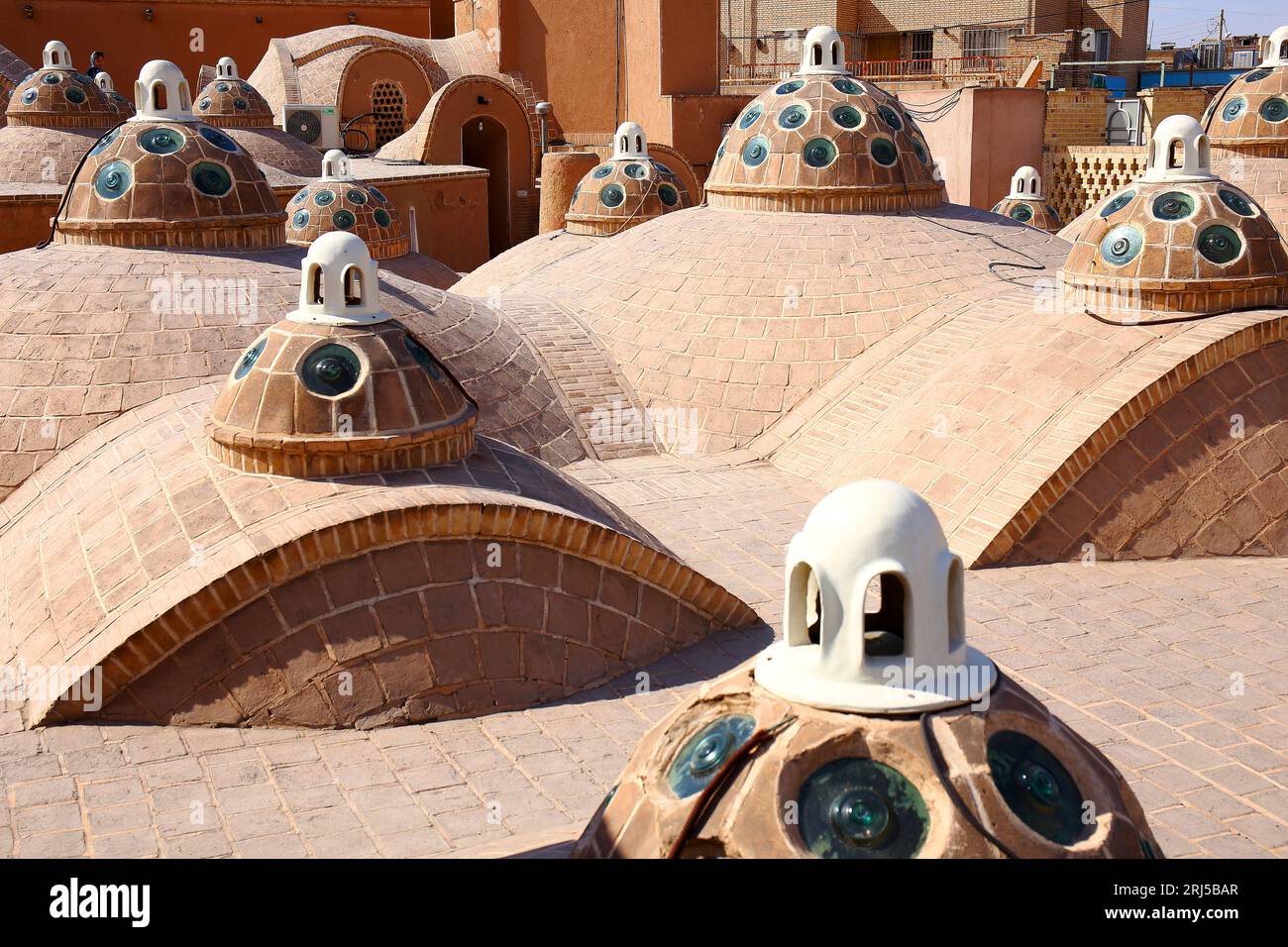 Iran Kashan, città, Hammam Sultan Mir Ahmad, (bagno), tetto Foto Stock