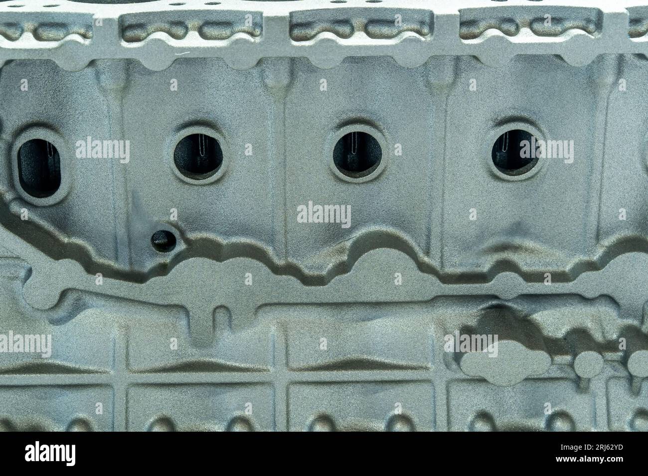 Vista in sezione dettagliata della struttura dei cilindri dei motori a benzina moderni. Visualizzazione della struttura interna Foto Stock