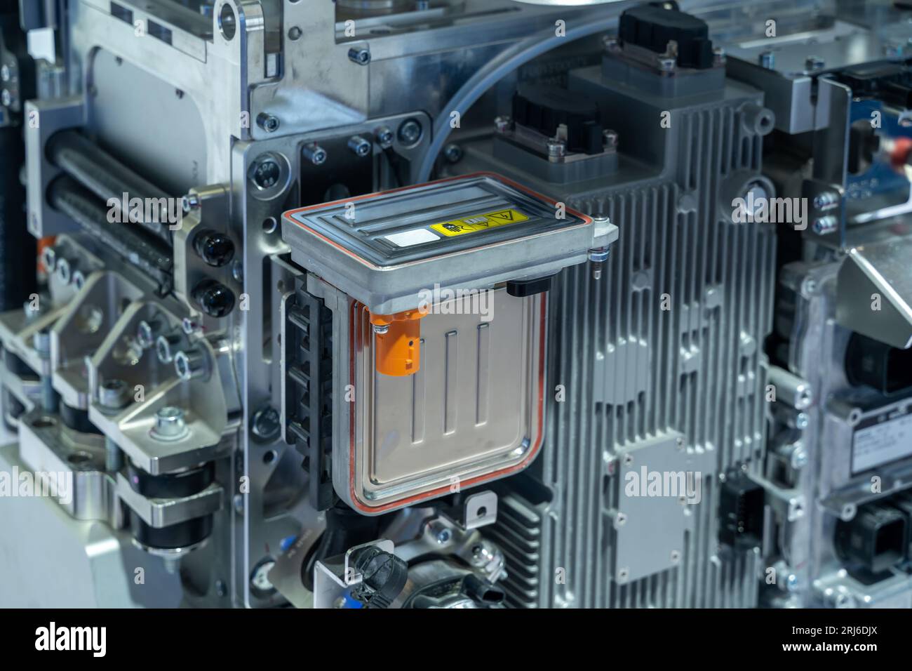 Vista dettagliata dell'esterno e della struttura del motore moderno. vista ravvicinata. Foto Stock