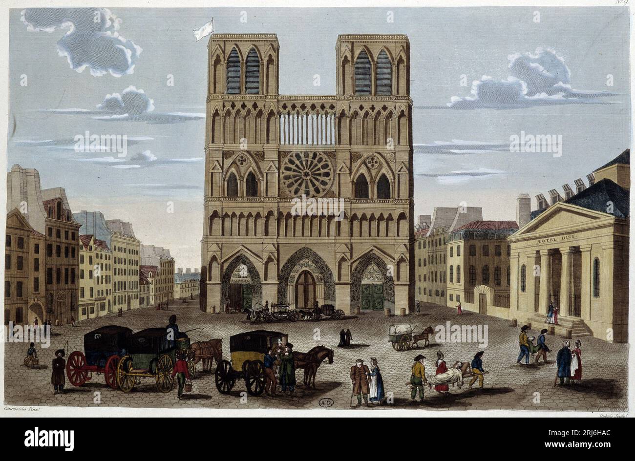 Le Parvis de Notre Dame - in 'Vues de Paris " par Courvoisier (, 1827 Foto Stock