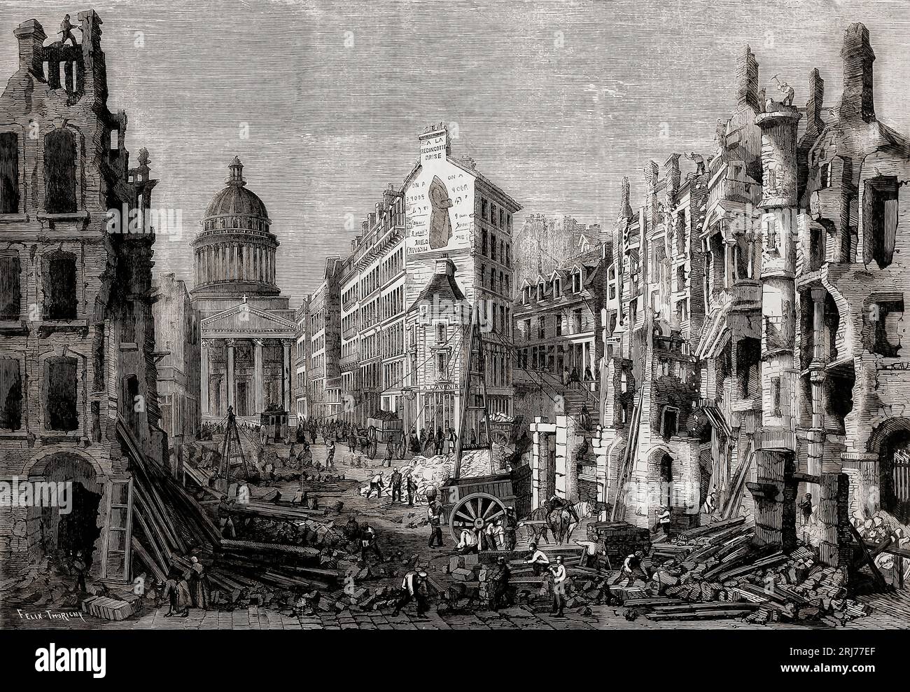 Demolizione di parte del quartiere Latino, Parigi. Dopo un'illustrazione di Felix Thorigny in The Illustrated London News, 13 ottobre 1860 Foto Stock