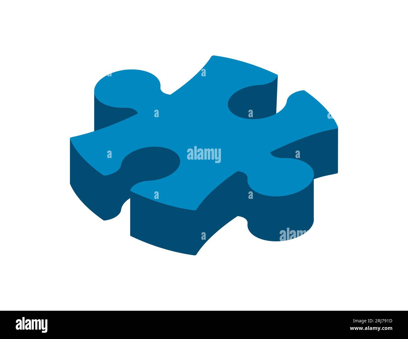 Pezzo del puzzle isometrico. Puzzle 3D. Concetto di soluzione. Idea di risoluzione dei problemi. Parte del puzzle blu. Pezzo mancante isolato. Elemento di progettazione grafica. Illustrazione Vettoriale