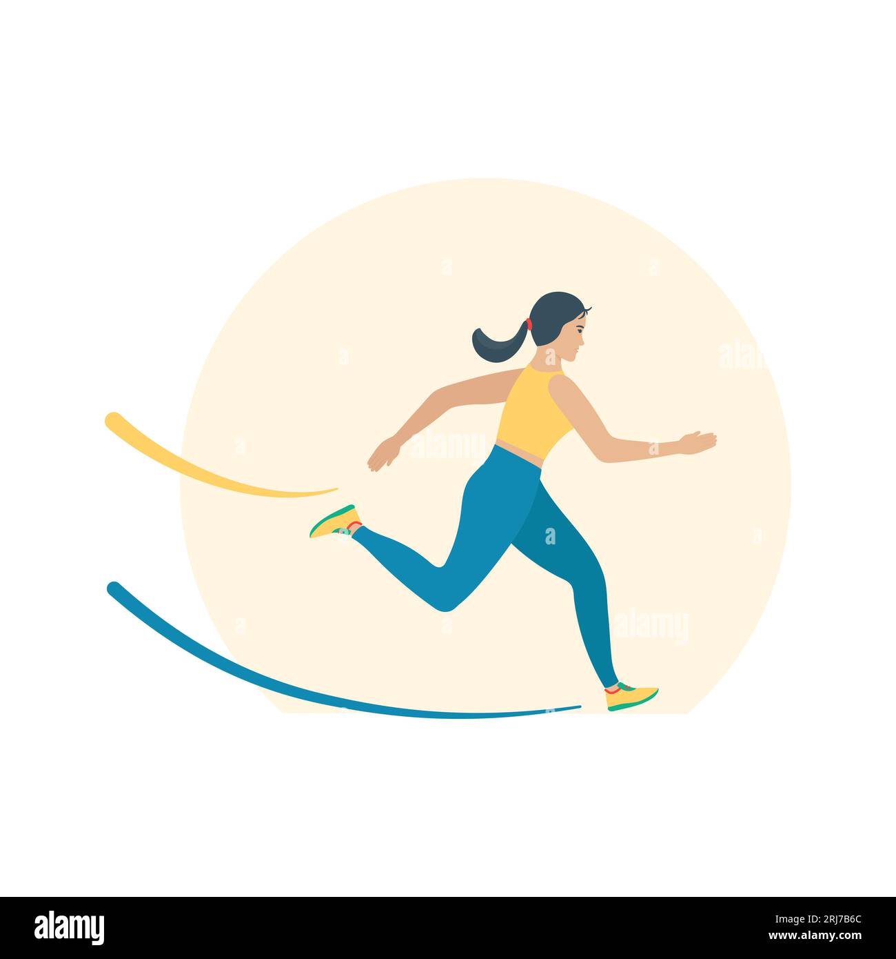 Donna che corre in una maratona Illustrazione Vettoriale