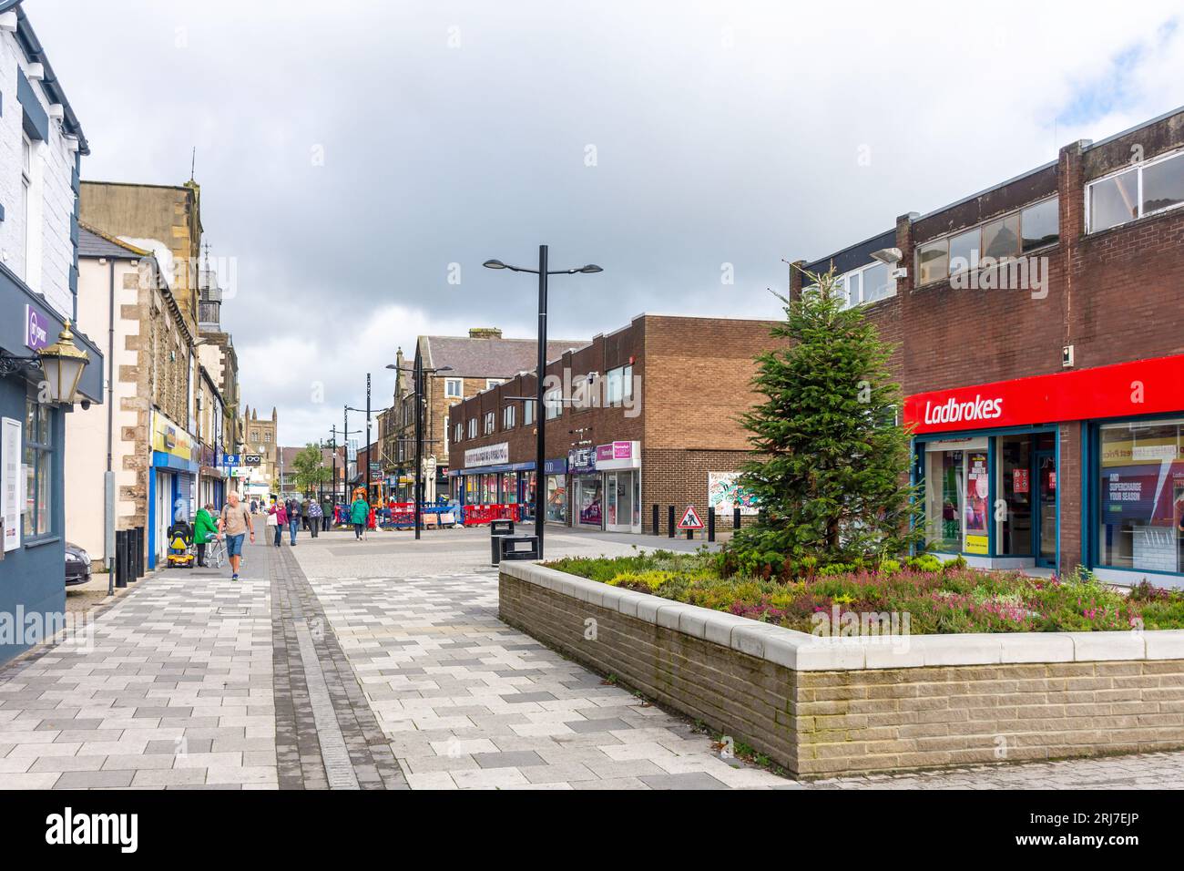 Pedestrianised Middle Street, Consett, County Durham, Inghilterra, Regno Unito Foto Stock