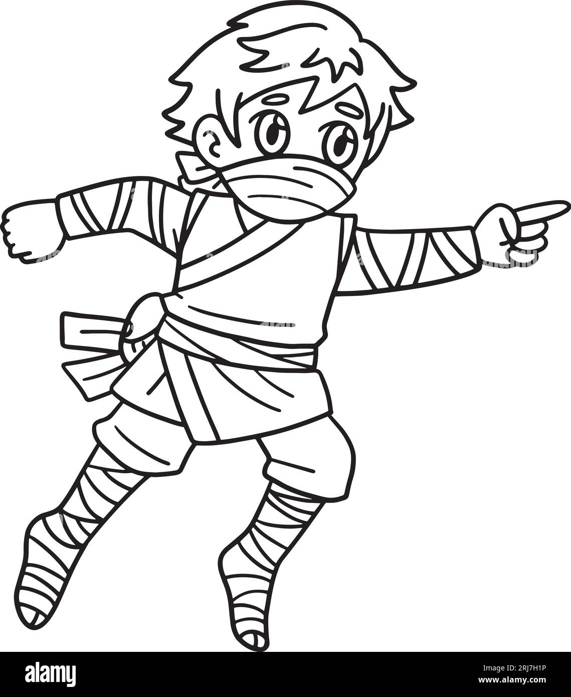 Ninja Isolated Coloring Page for Kids Illustrazione Vettoriale
