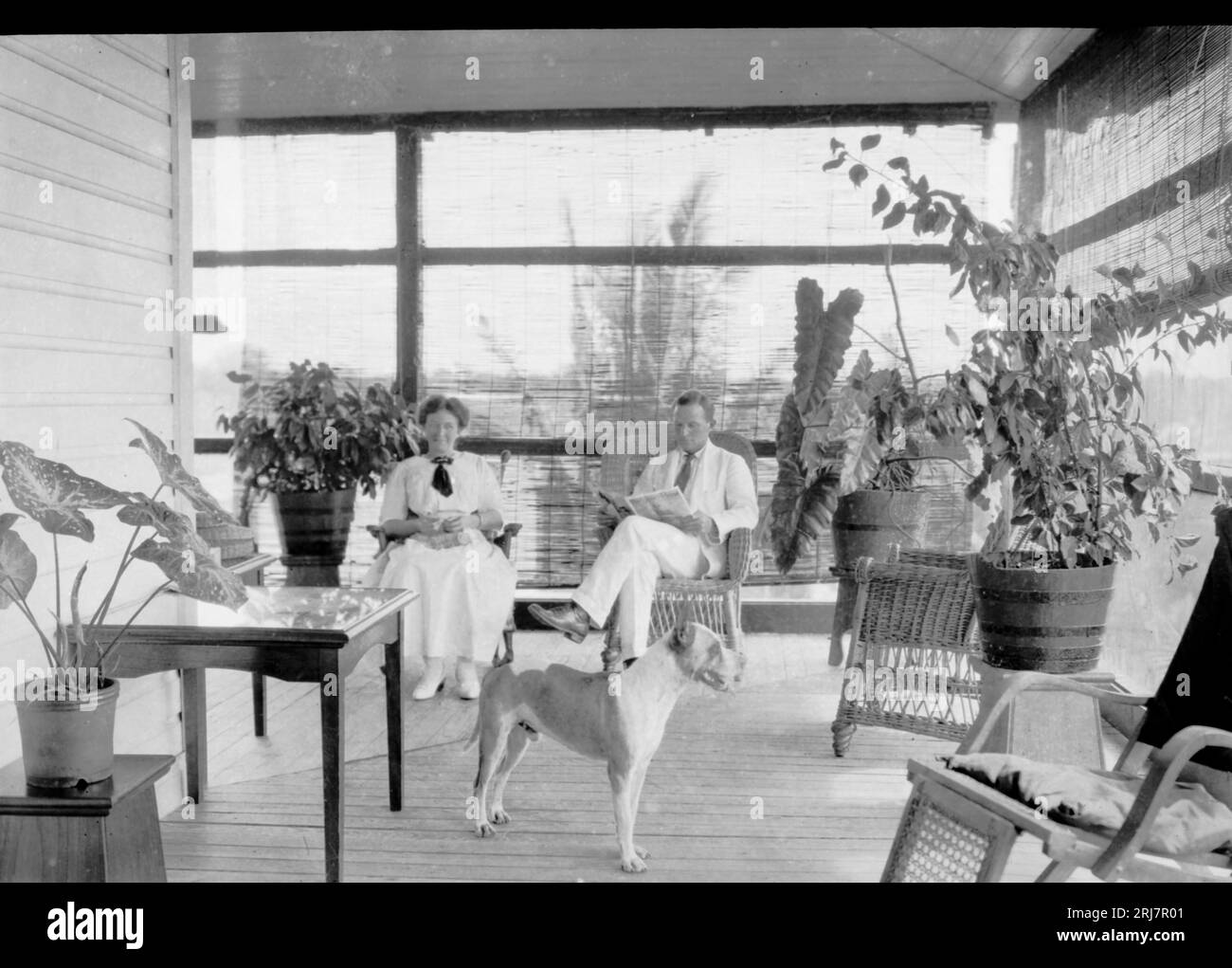 Casal Norte-americano em sua Residência em Porto Velho 1910 di Dana B. Merrill Foto Stock