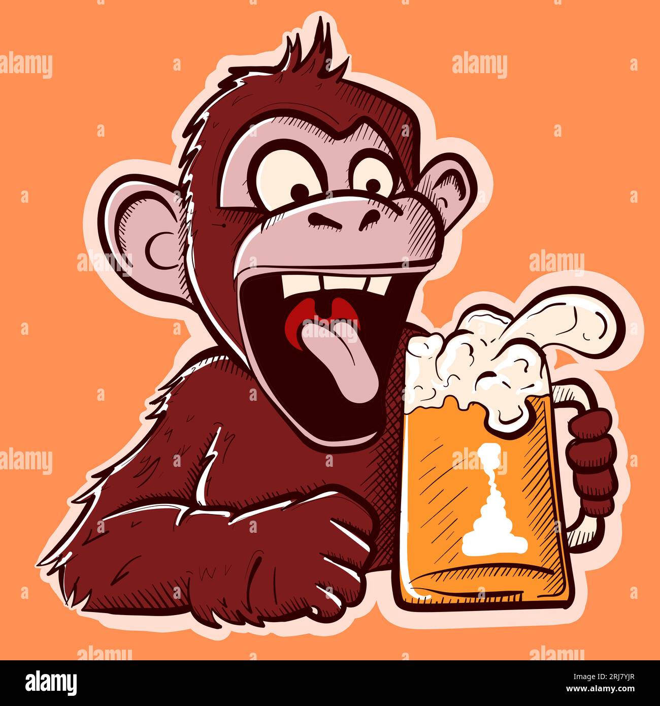 LANOLU Targa In Metallo Vintage – Scimmia Con Birra, 20x30 Cm, Decorazione Divertente