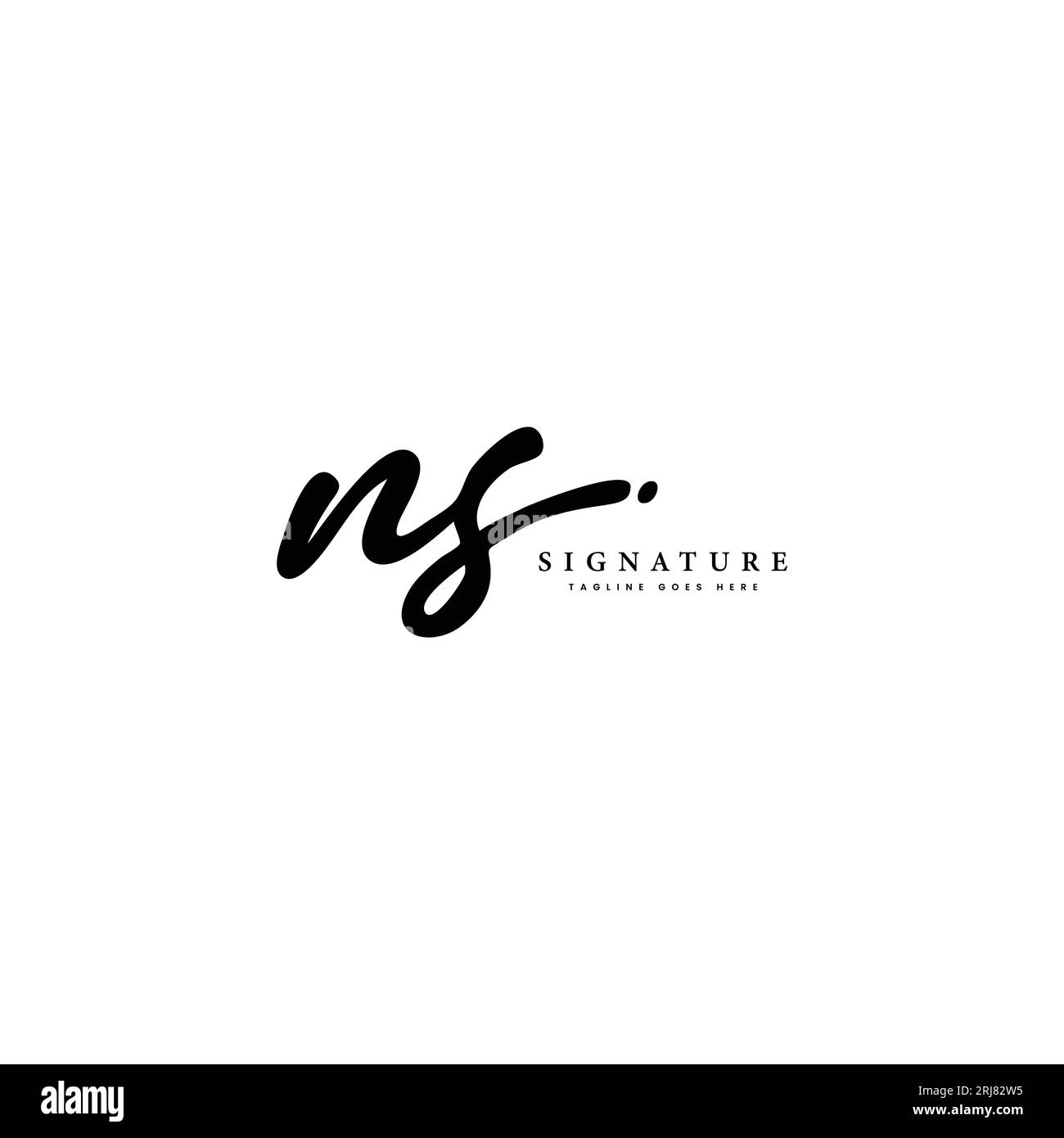 N, S, NS lettera iniziale scritta a mano e firma del logo dell'immagine vettoriale Illustrazione Vettoriale