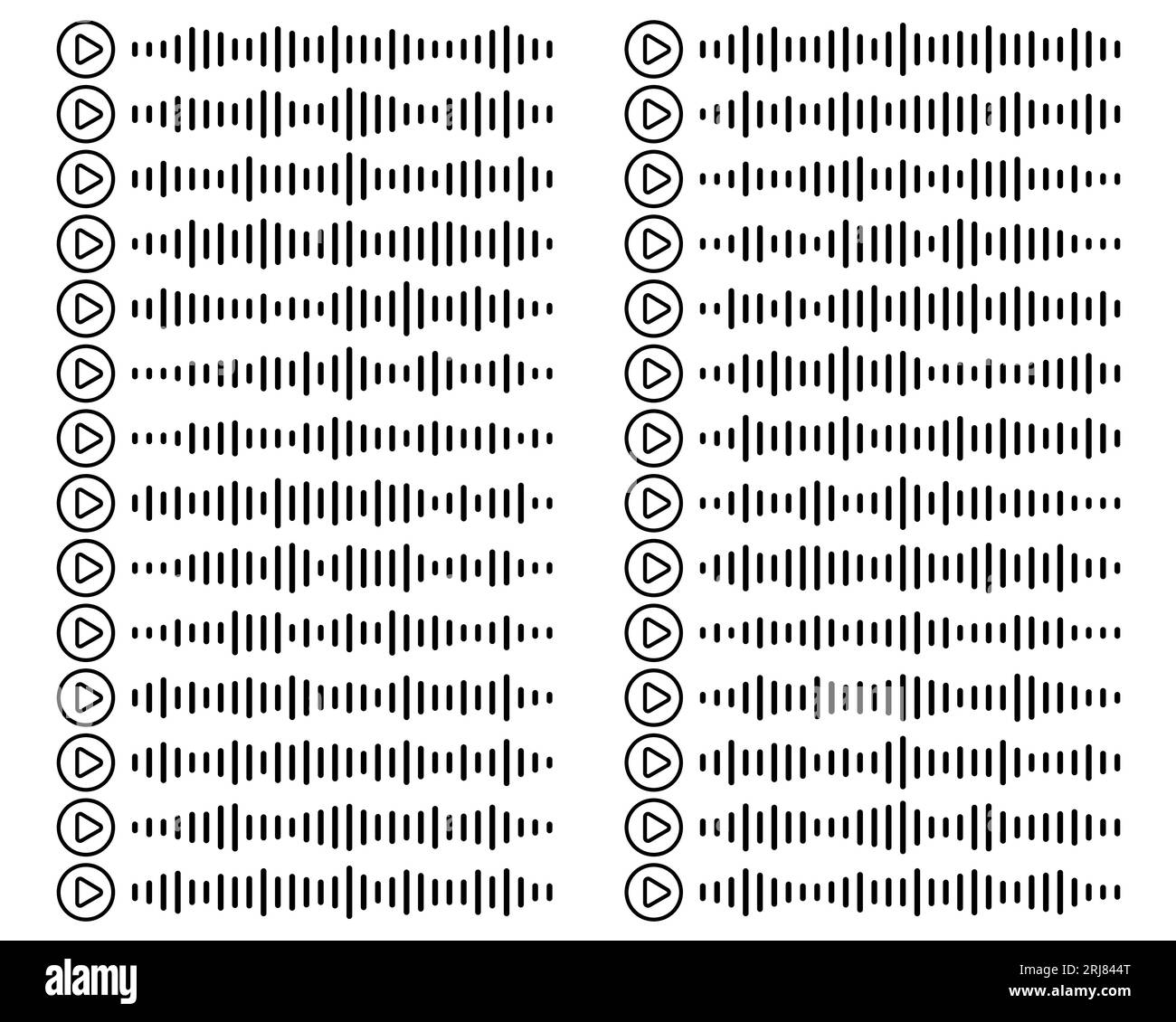 Icona onda audio podcast canzone audio impostato su uno sfondo bianco isolato. Messaggio vocale. Illustrazione vettoriale Illustrazione Vettoriale