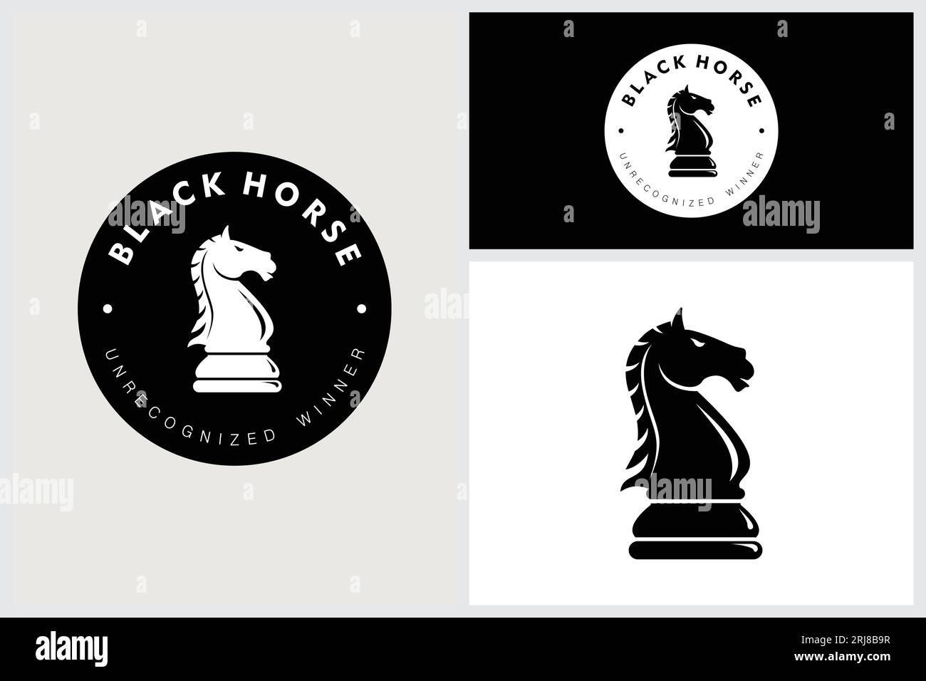 Logo Black Horse Chess Emblem Vector Illustrazione Vettoriale