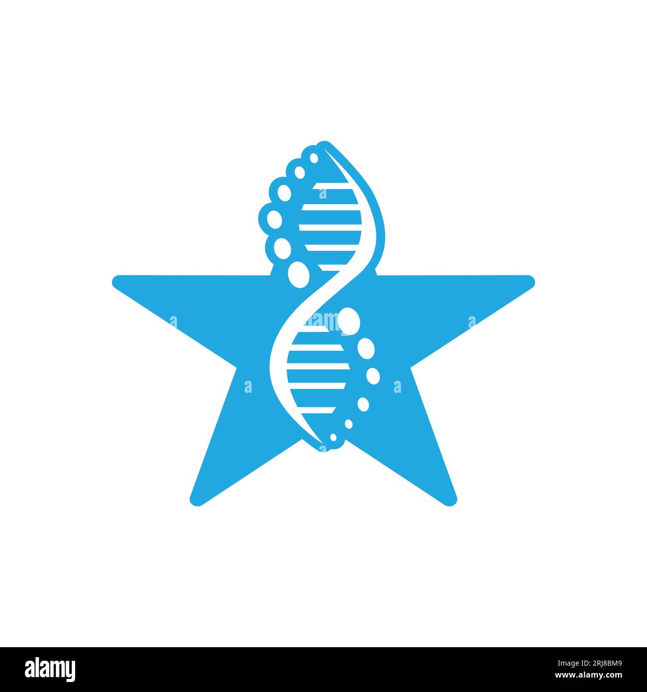 DNA umano logo genetico stella, simbolo DNA con design stellare Illustrazione Vettoriale