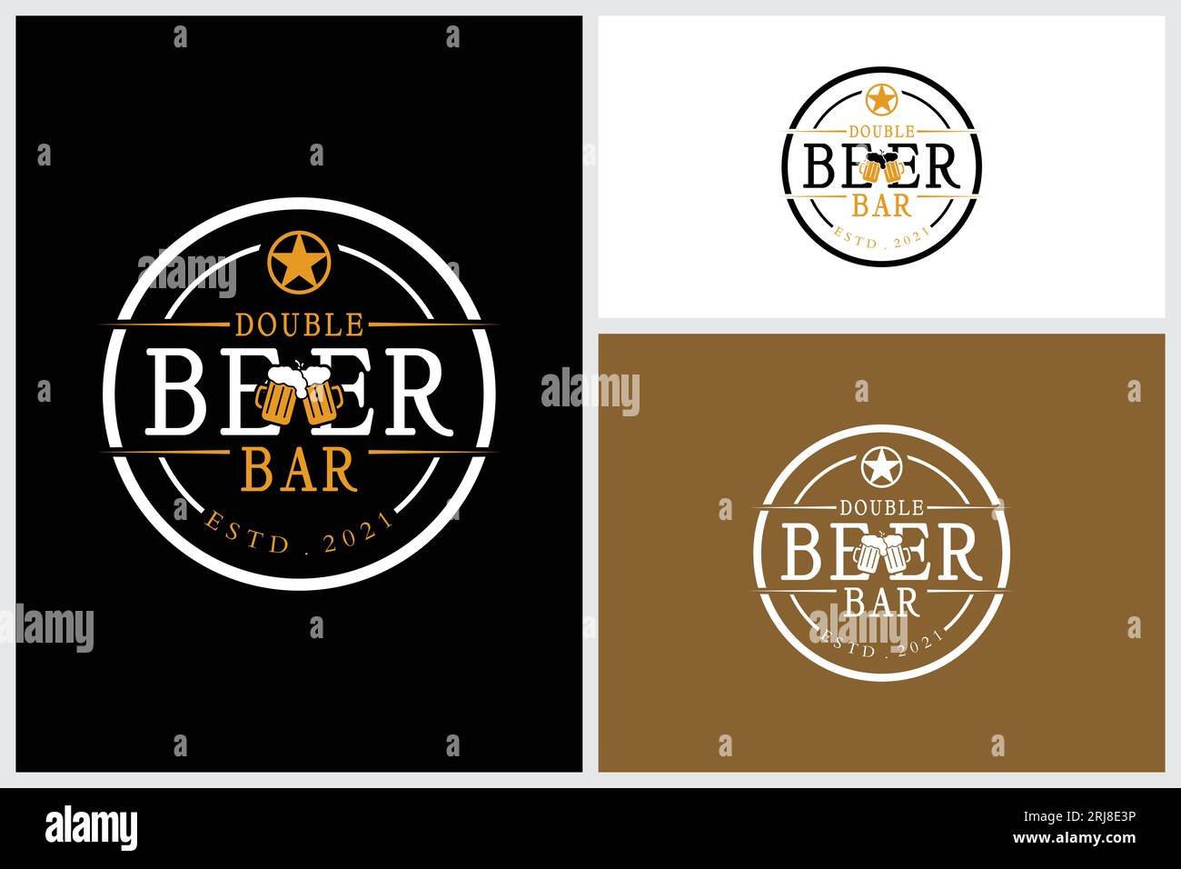 Logo del Beer Bar Company Night Club con birra in vetro Illustrazione Vettoriale