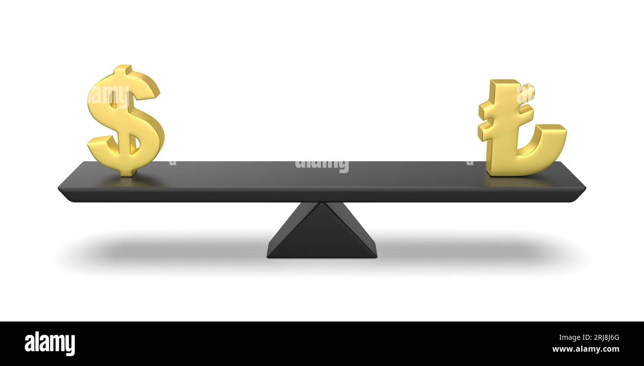 Equilibrio tra dollaro USA e lira turca in mare, immagine concettuale Foto Stock