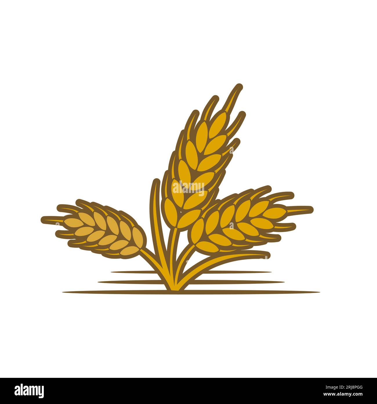 Illustrazione del grano maturo, vettore del logo Wheat Agriculture per farina, pane, cereali e altri prodotti Illustrazione Vettoriale