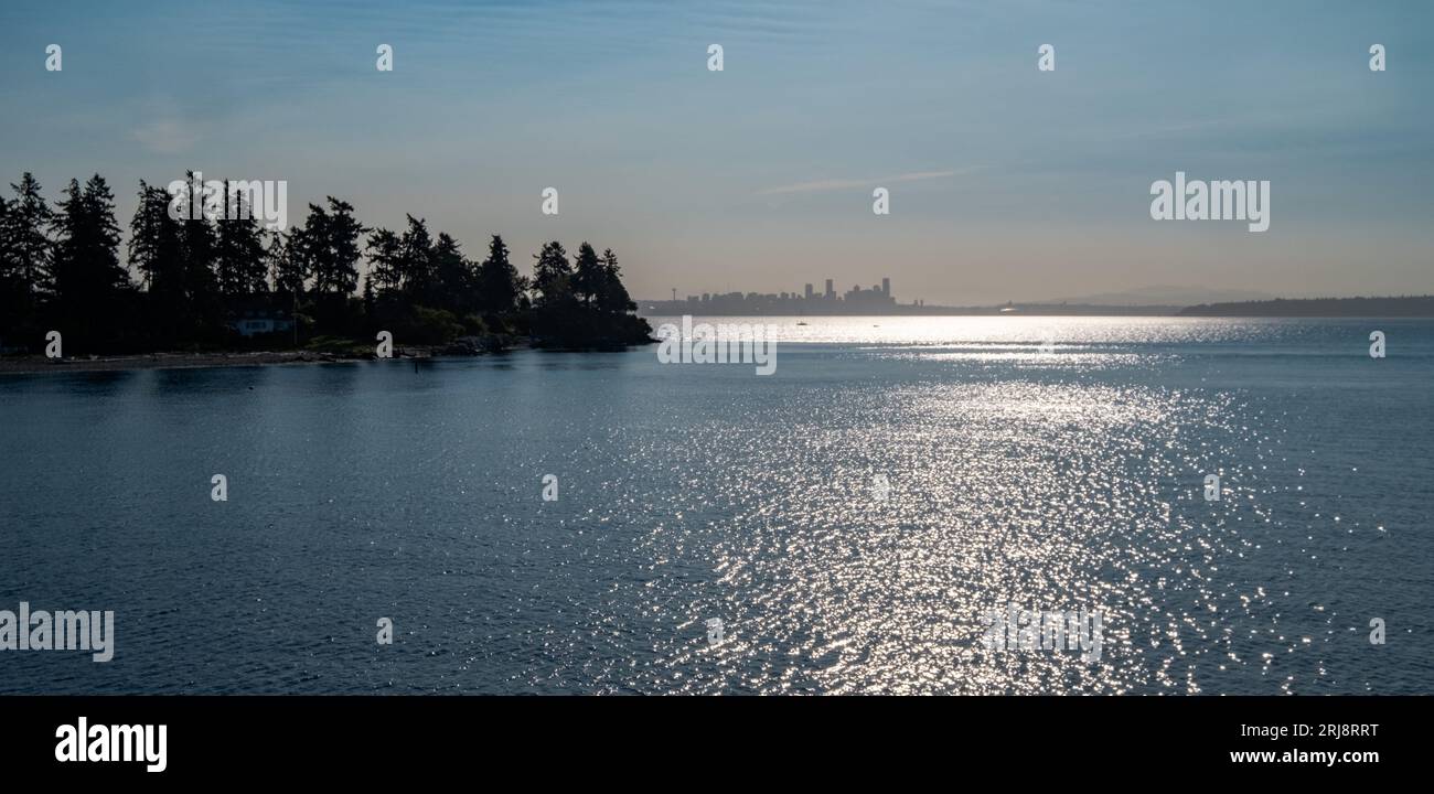 Seattle vista da Bainbridge Island Foto Stock