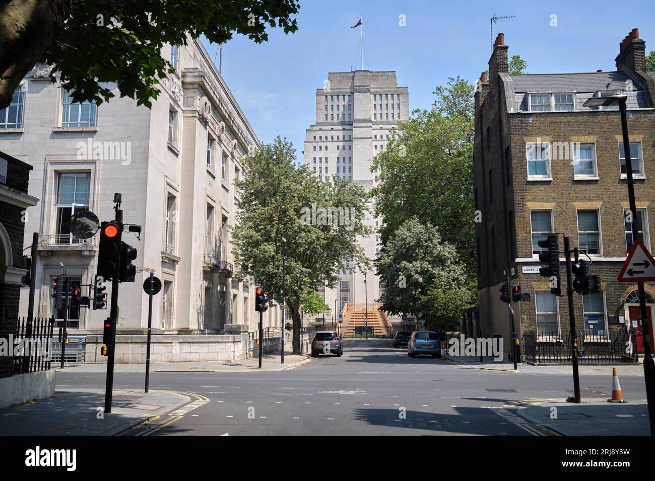 Vista sulla camera del Senato, di fronte a Gower Street a Londra, Inghilterra, Regno Unito Foto Stock