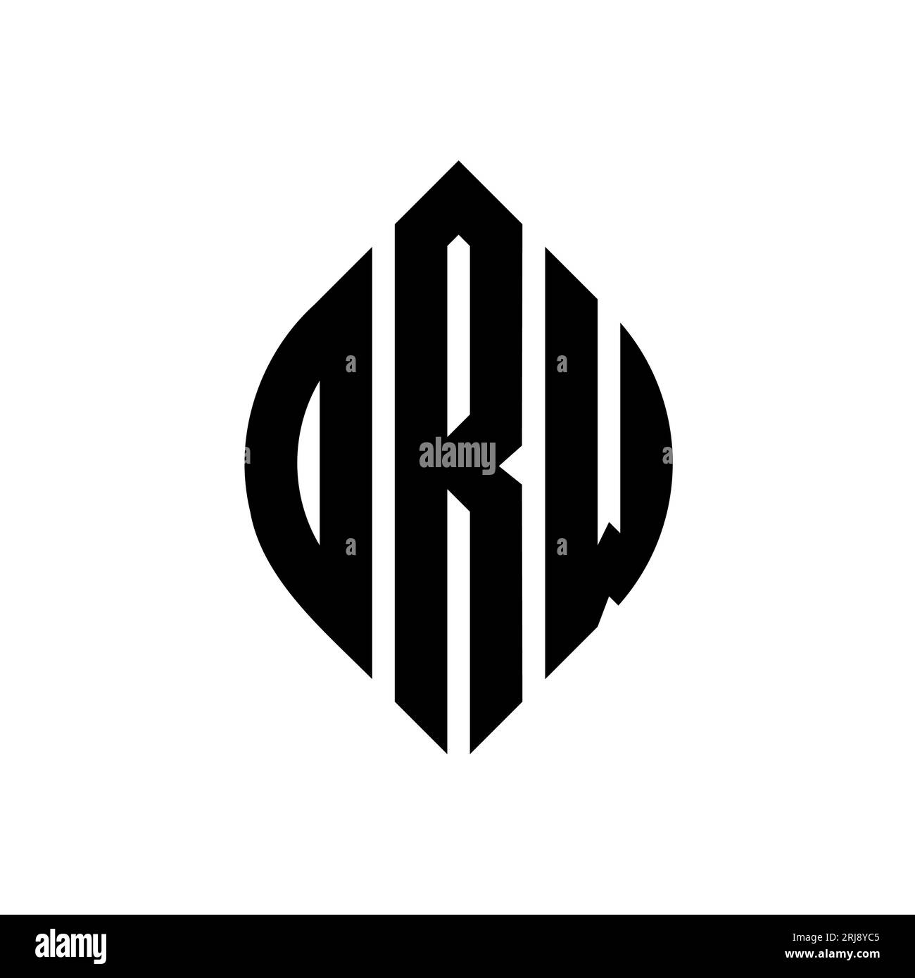 Logo a forma DI lettera circolare con forma circolare ed ellisse. Lettere ELLITTICHE DRW con stile tipografico. Le tre iniziali formano un logo circolare. DRW ci Illustrazione Vettoriale