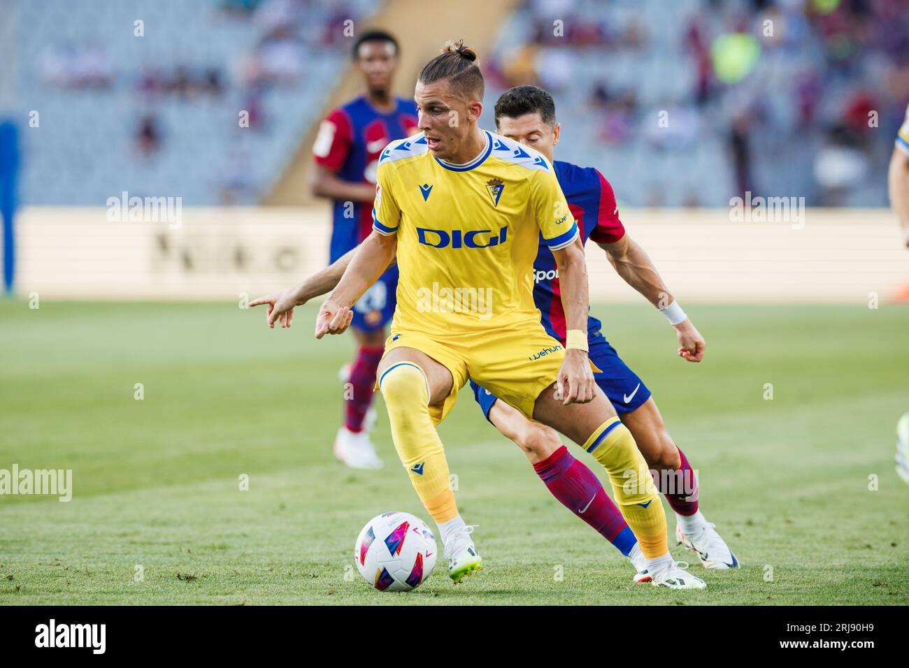 Barcellona, Spagna. 20 agosto 2023. Ivan Alejo di Cadice CF in azione durante la partita LaLiga EA Sports tra FC Barcelona e Cadice CF all'Estadi Olimpic Lluis Companys di Barcellona, Spagna. Credito: DAX Images/Alamy Live News Foto Stock