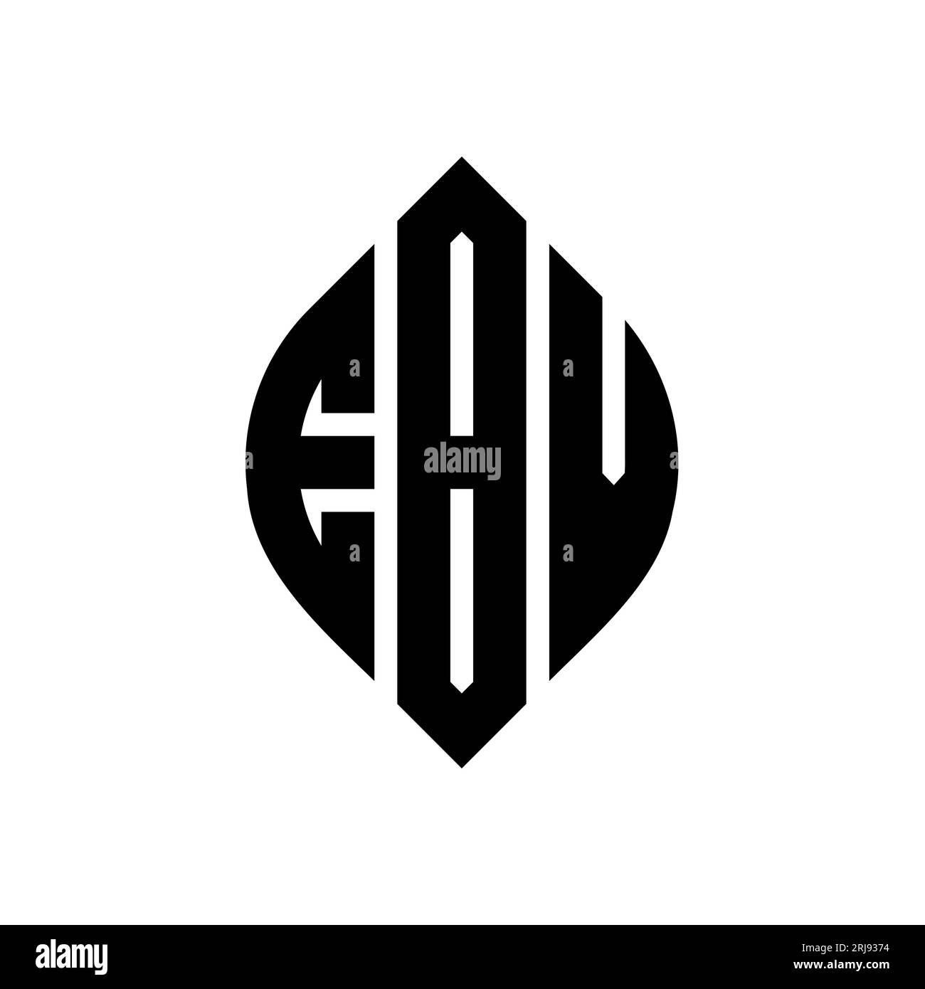 Logo EBV a lettera circolare con forma circolare ed ellisse. Lettere ellittiche EBV con stile tipografico. Le tre iniziali formano un logo circolare. Ci EBV Illustrazione Vettoriale