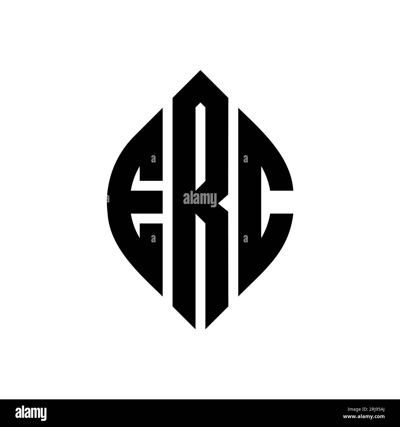 Logo ERC a lettera circolare con forma circolare ed ellisse. Lettere ellittiche ERC con stile tipografico. Le tre iniziali formano un logo circolare. ERC ci Illustrazione Vettoriale