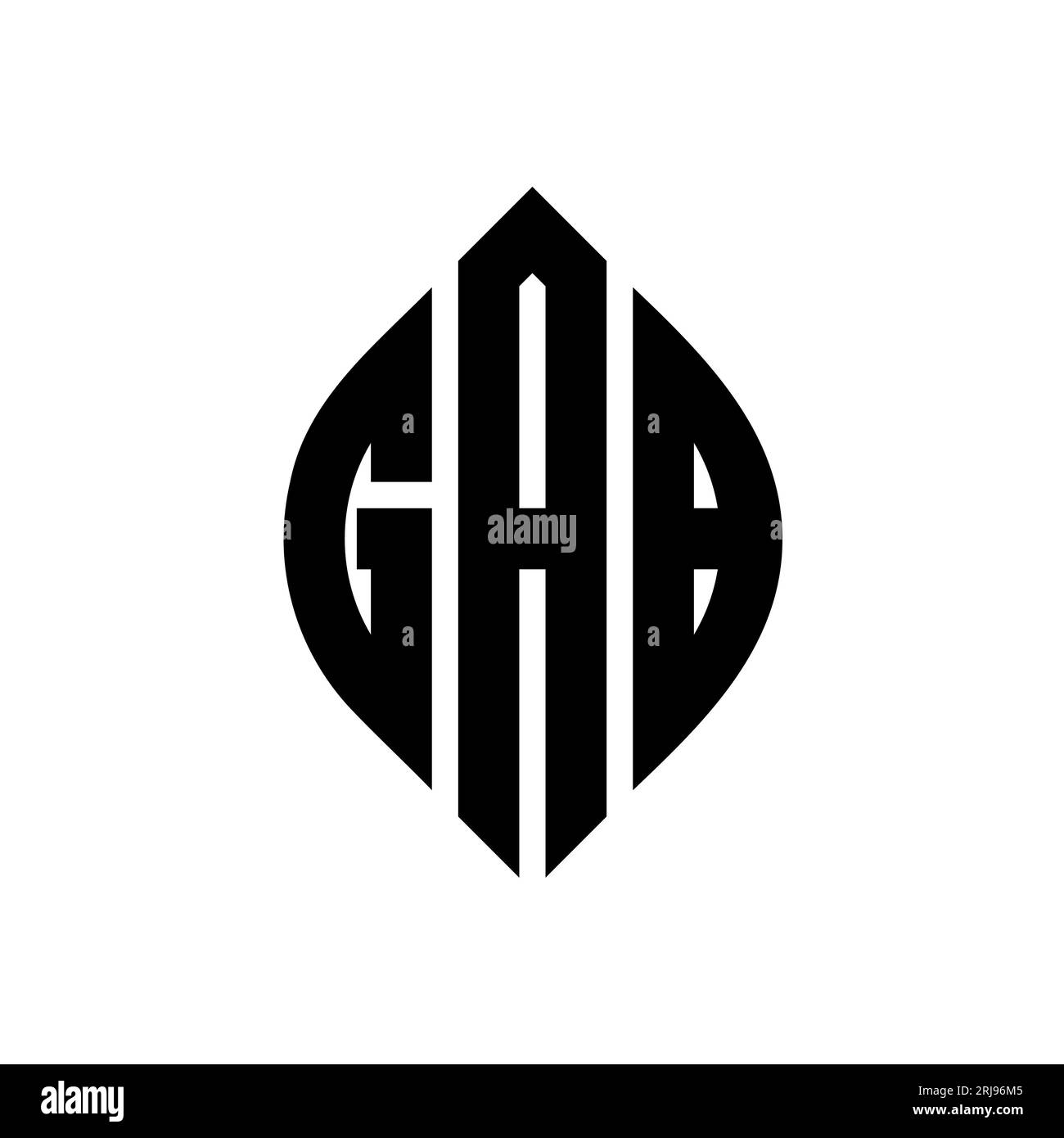 Logo a forma di lettera circolare GAB con forma circolare ed ellisse. Lettere ELLITTICHE GAB con stile tipografico. Le tre iniziali formano un logo circolare. GAB ci Illustrazione Vettoriale