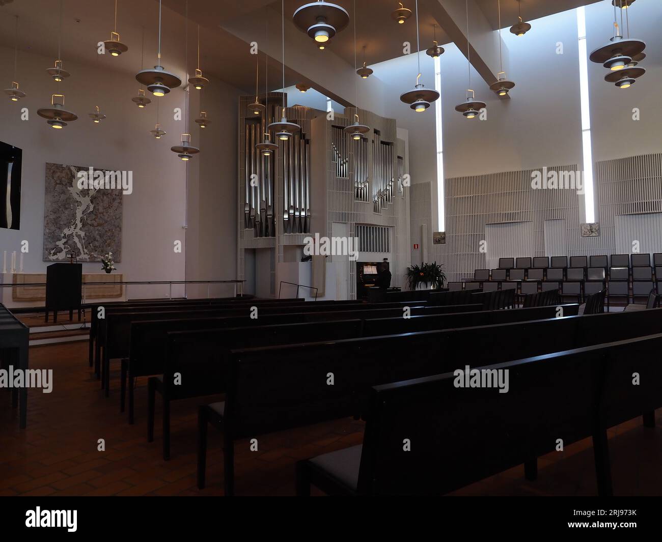 L'interno della chiesa di Olari, Espoo Finlandia Foto Stock