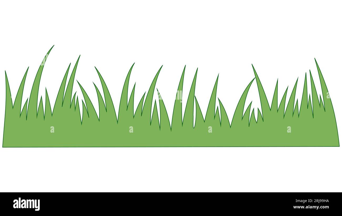 Erba verde succosa sul prato dei cartoni animati, erba verde prato Illustrazione Vettoriale