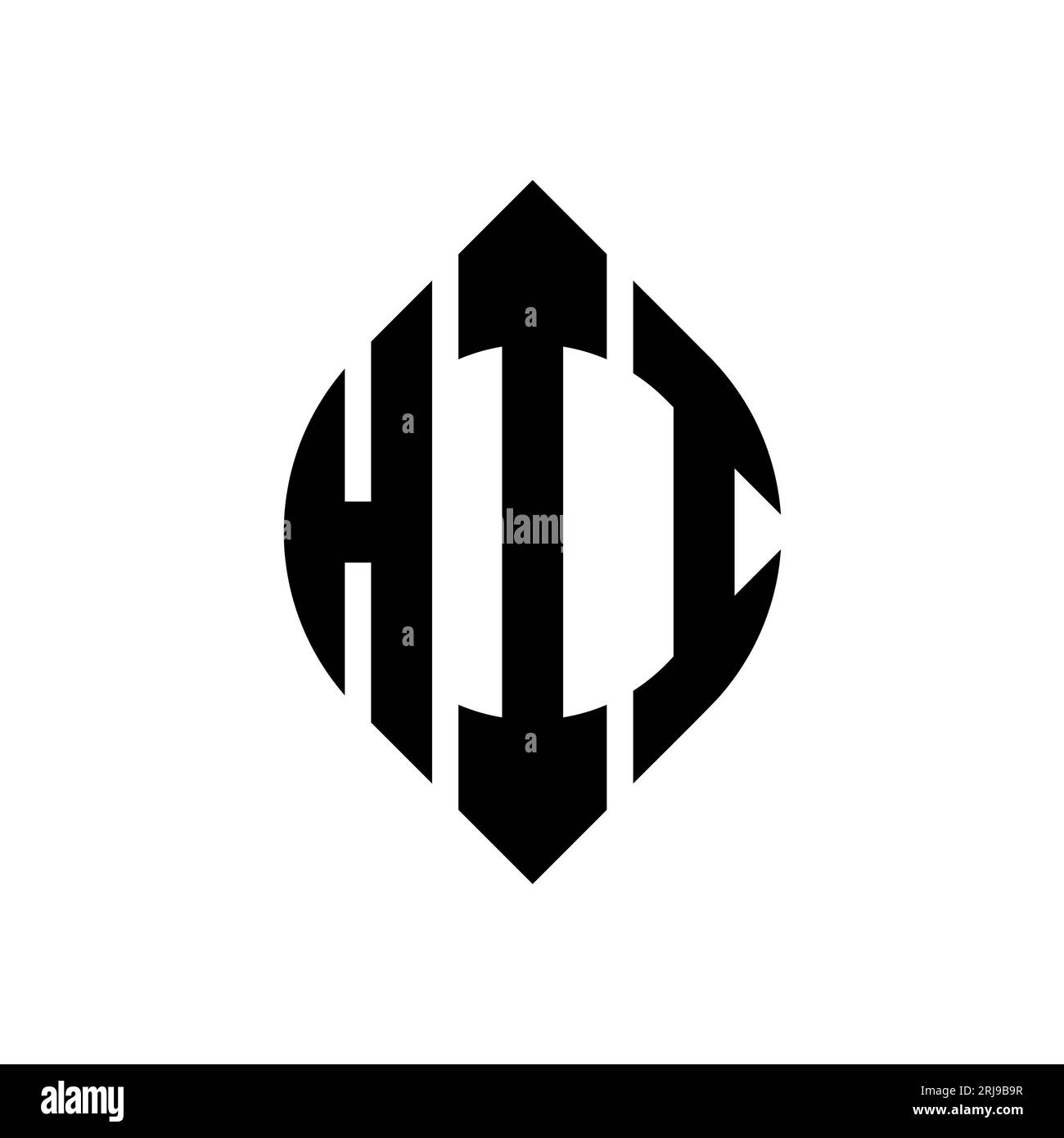 Logo HII a forma di lettera circolare con forma circolare ed ellisse. Lettere di ellisse HII con stile tipografico. Le tre iniziali formano un logo circolare. HII ci Illustrazione Vettoriale