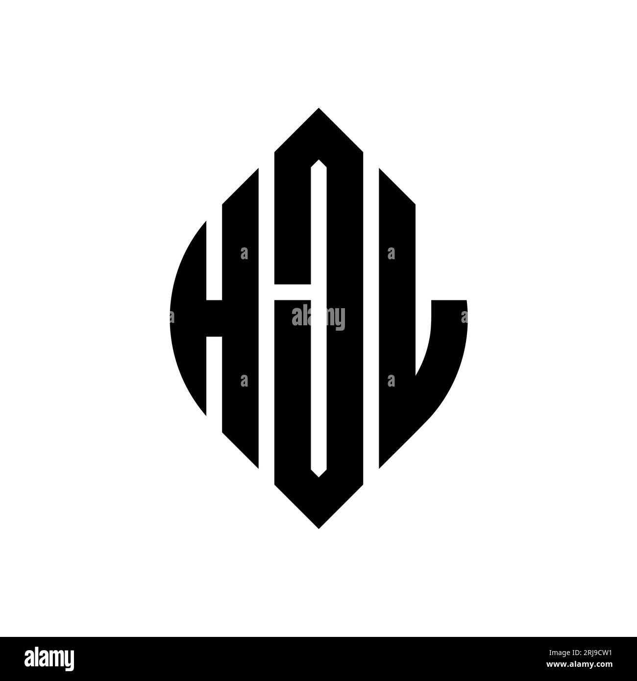 Logo HJL a forma di lettera circolare con forma circolare ed ellisse. Lettere ellittiche HJL con stile tipografico. Le tre iniziali formano un logo circolare. HJL ci Illustrazione Vettoriale