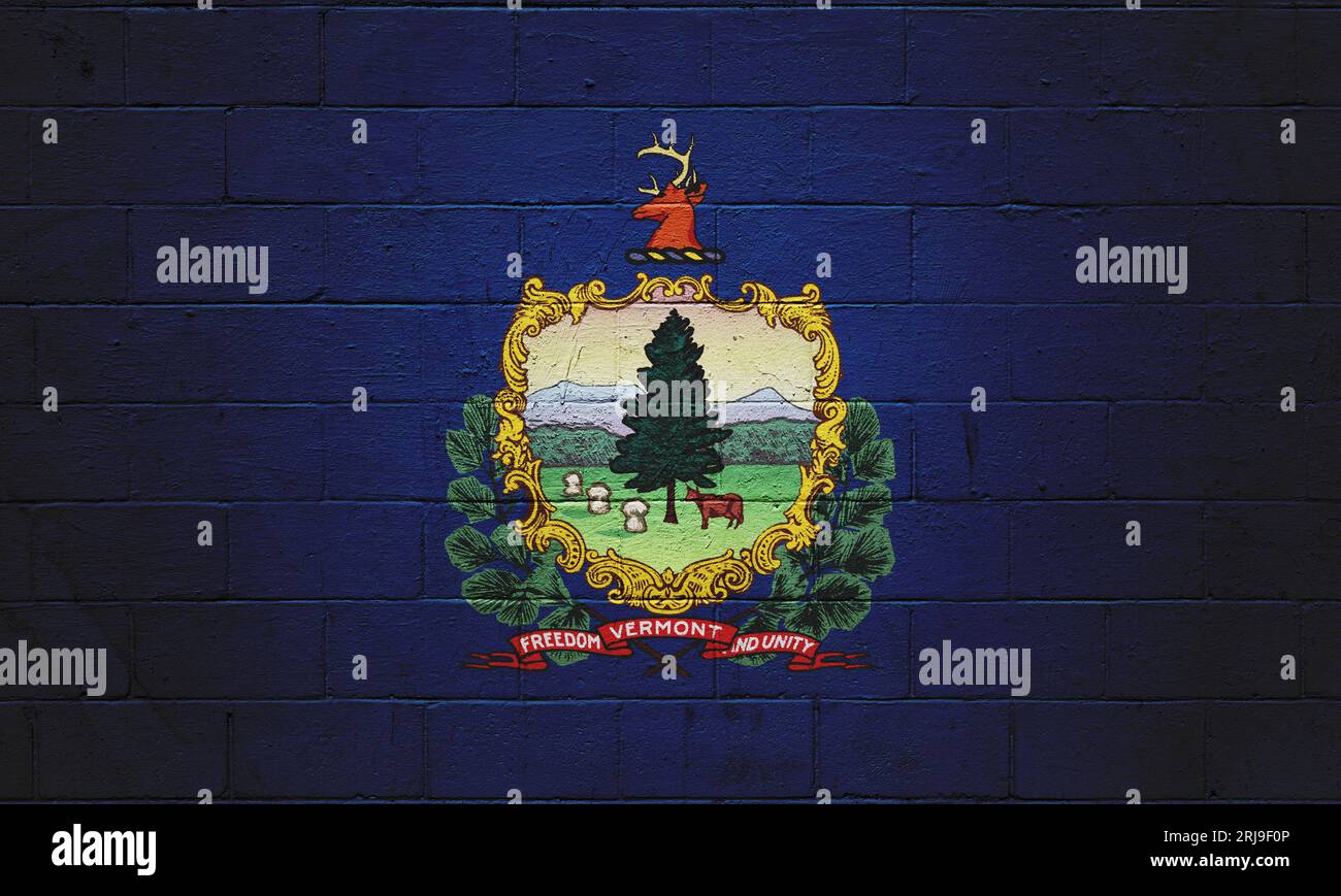Bandiera del Vermont dipinta su un muro di cemento. Foto Stock