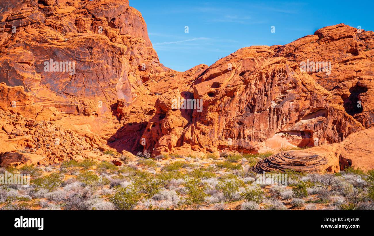 Formazioni rocciose nel Valley of Fire state Park in Nevada Foto Stock