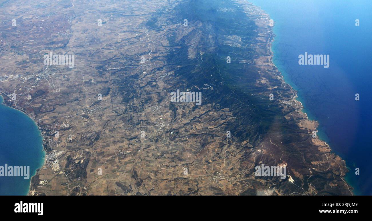 Veduta aerea della penisola di Karpas a Cipro. Foto Stock