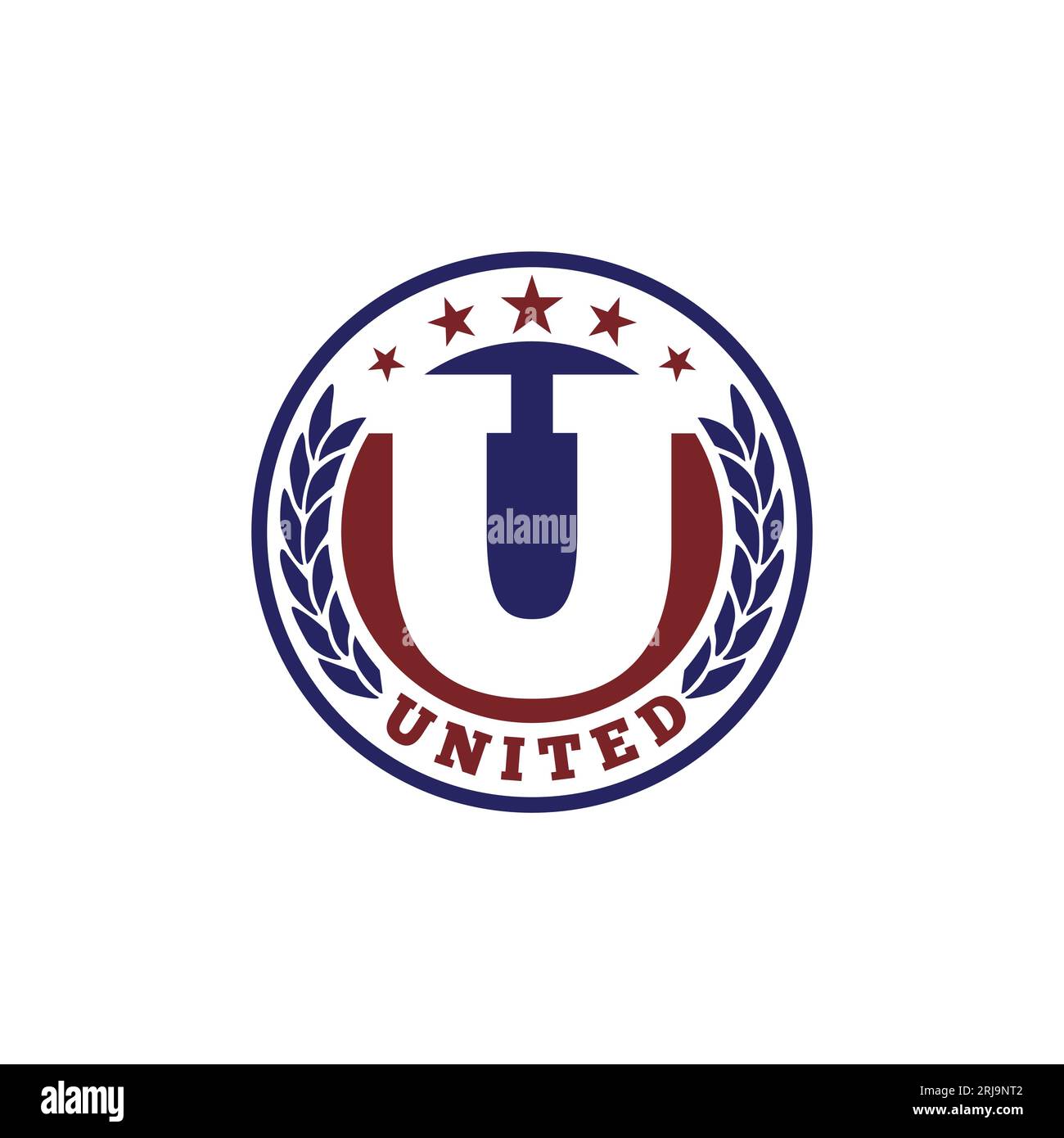 Sigillo concettuale Letter U, logo United o Unity Illustrazione Vettoriale
