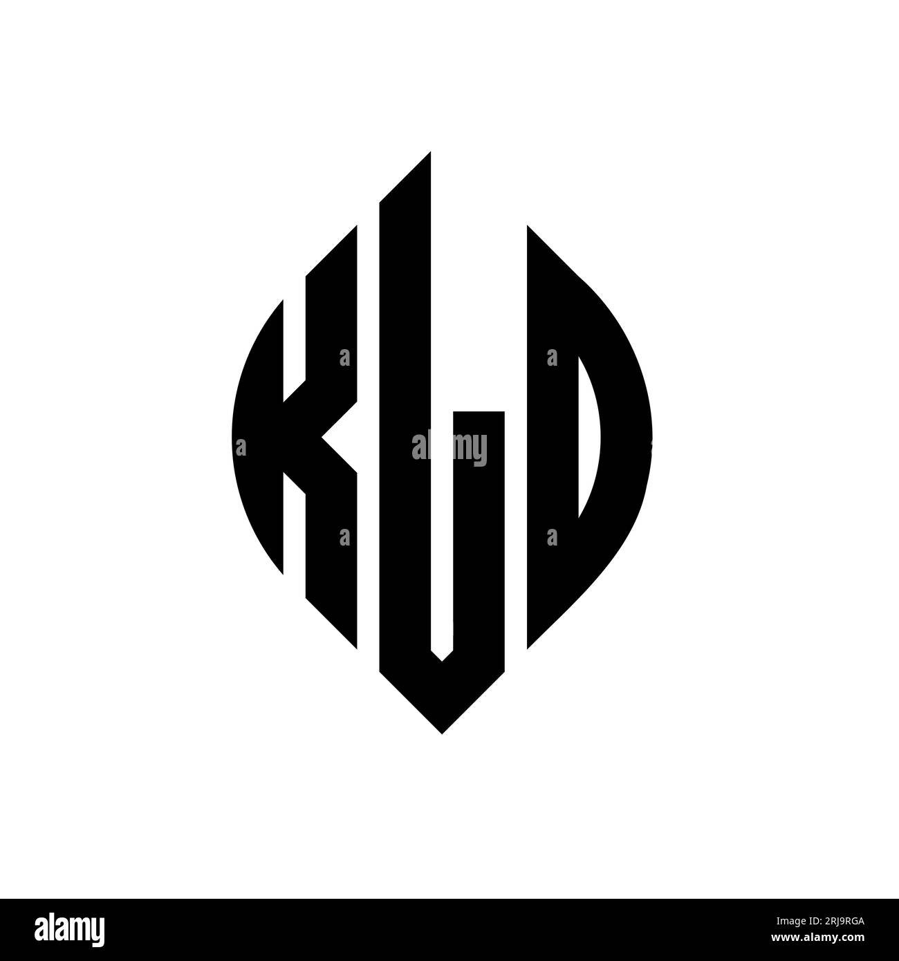 Logo KLO a forma di lettera circolare con forma circolare ed ellisse. Lettere ellittiche KLO con stile tipografico. Le tre iniziali formano un logo circolare. KLO ci Illustrazione Vettoriale