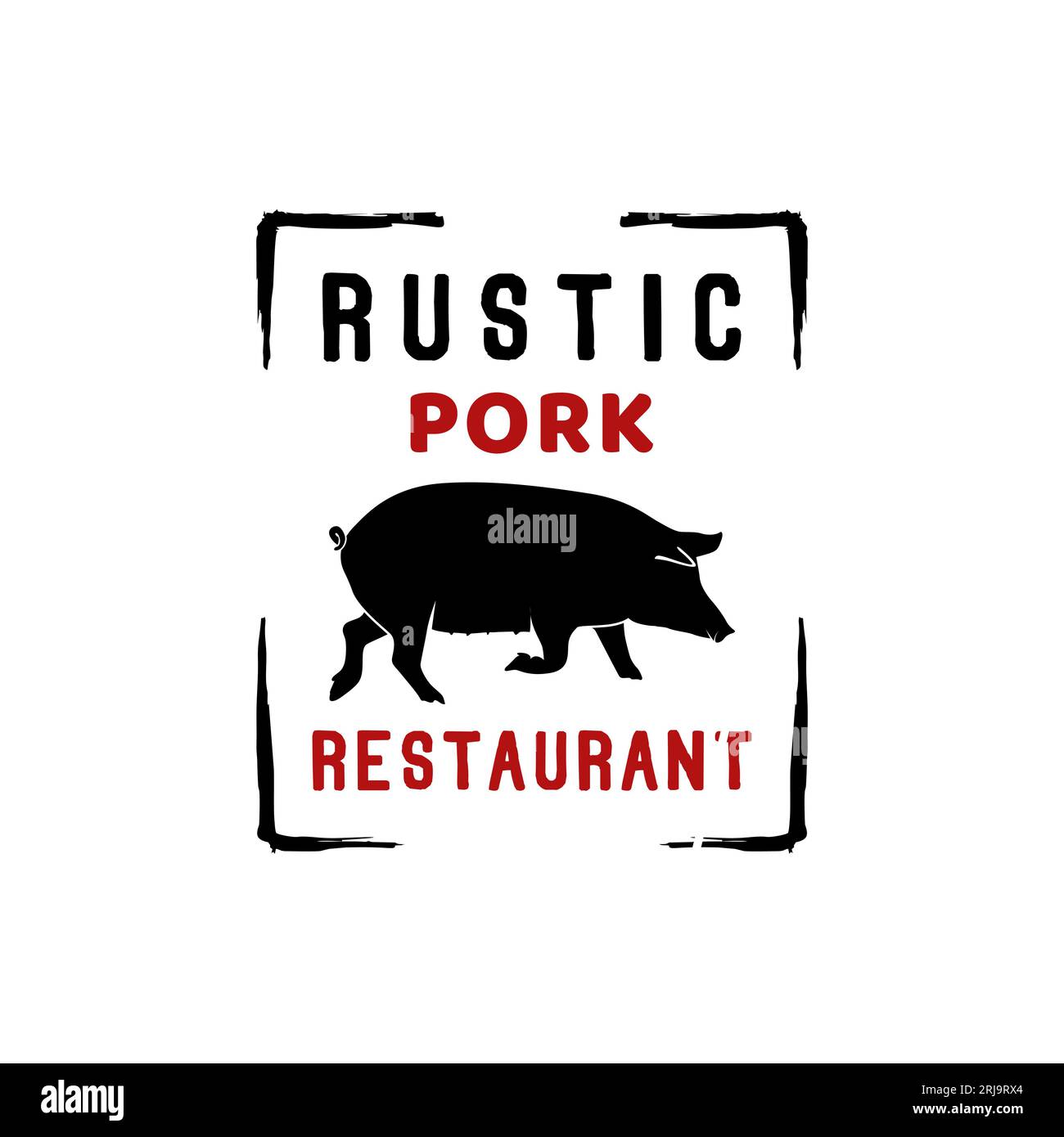 Ispirazione per il design del logo del Ranch Flyer Farm Cattle Farm Pig Illustrazione Vettoriale